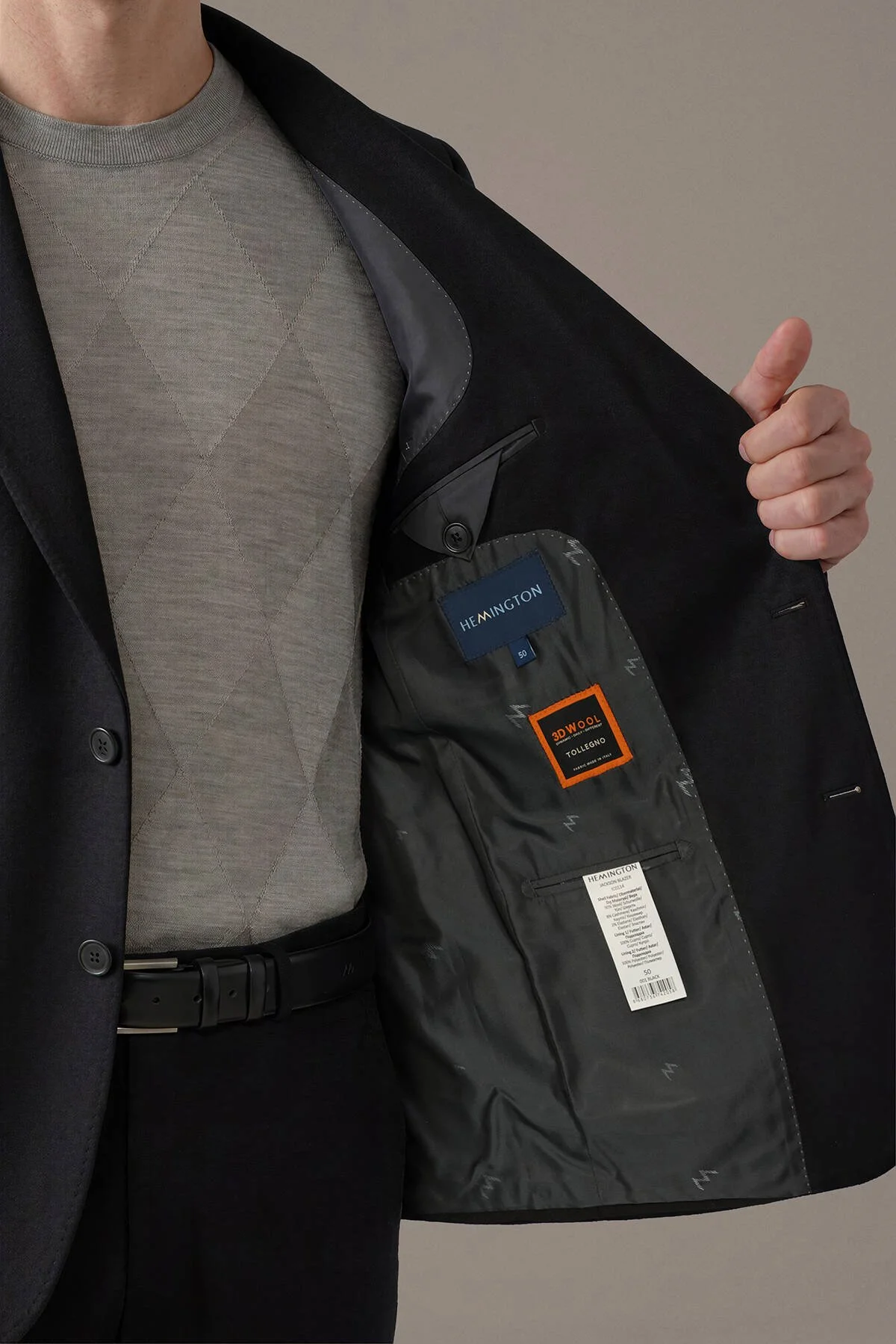 Hemington - İtalyan Yün Kaşmir Koyu Siyah Blazer Ceket (4)