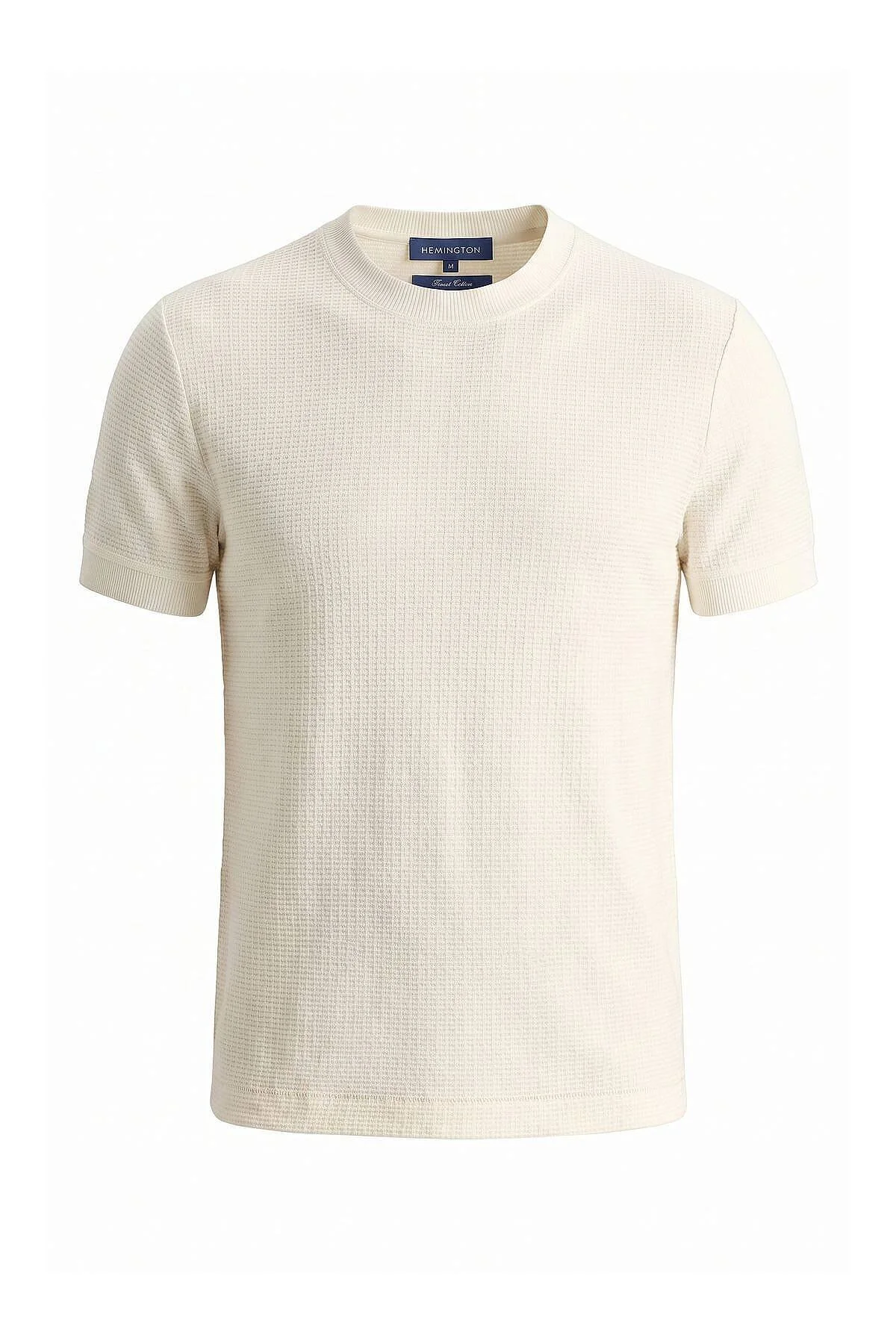 Hemington - Jakar Desen Saf Pamuk Bisiklet Yaka Beyaz T-Shirt (6)