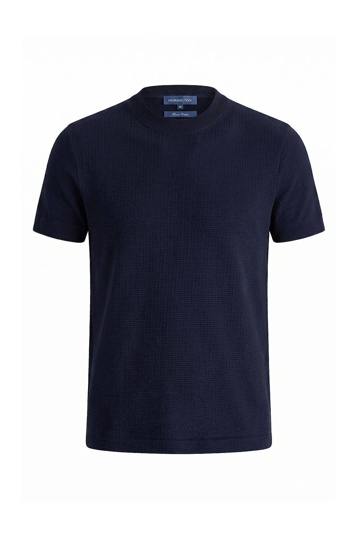 Hemington - Jakar Desen Saf Pamuk Bisiklet Yaka Lacivert T-Shirt (6)