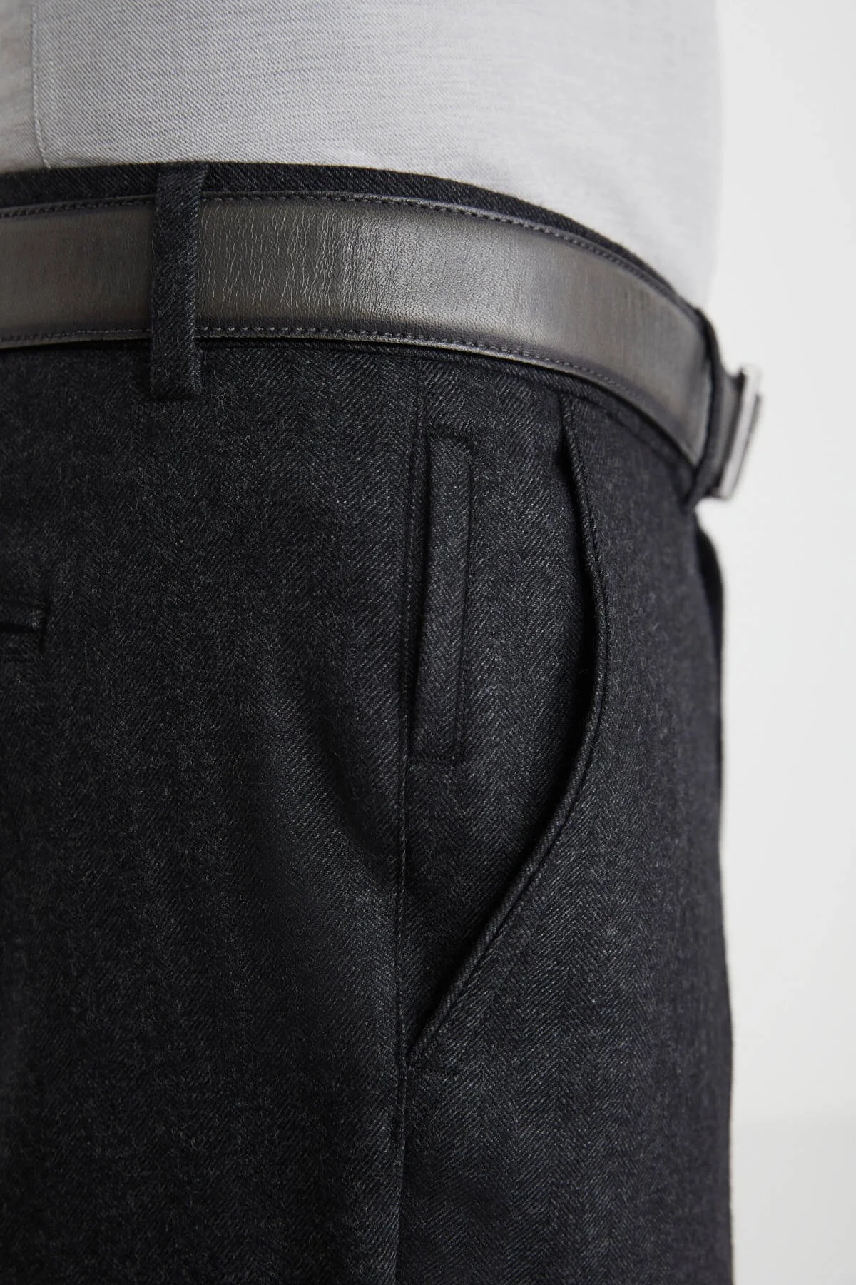 Hemington - Kaşmir Karışım Flanel Chino Antrasit Pantolon (6)