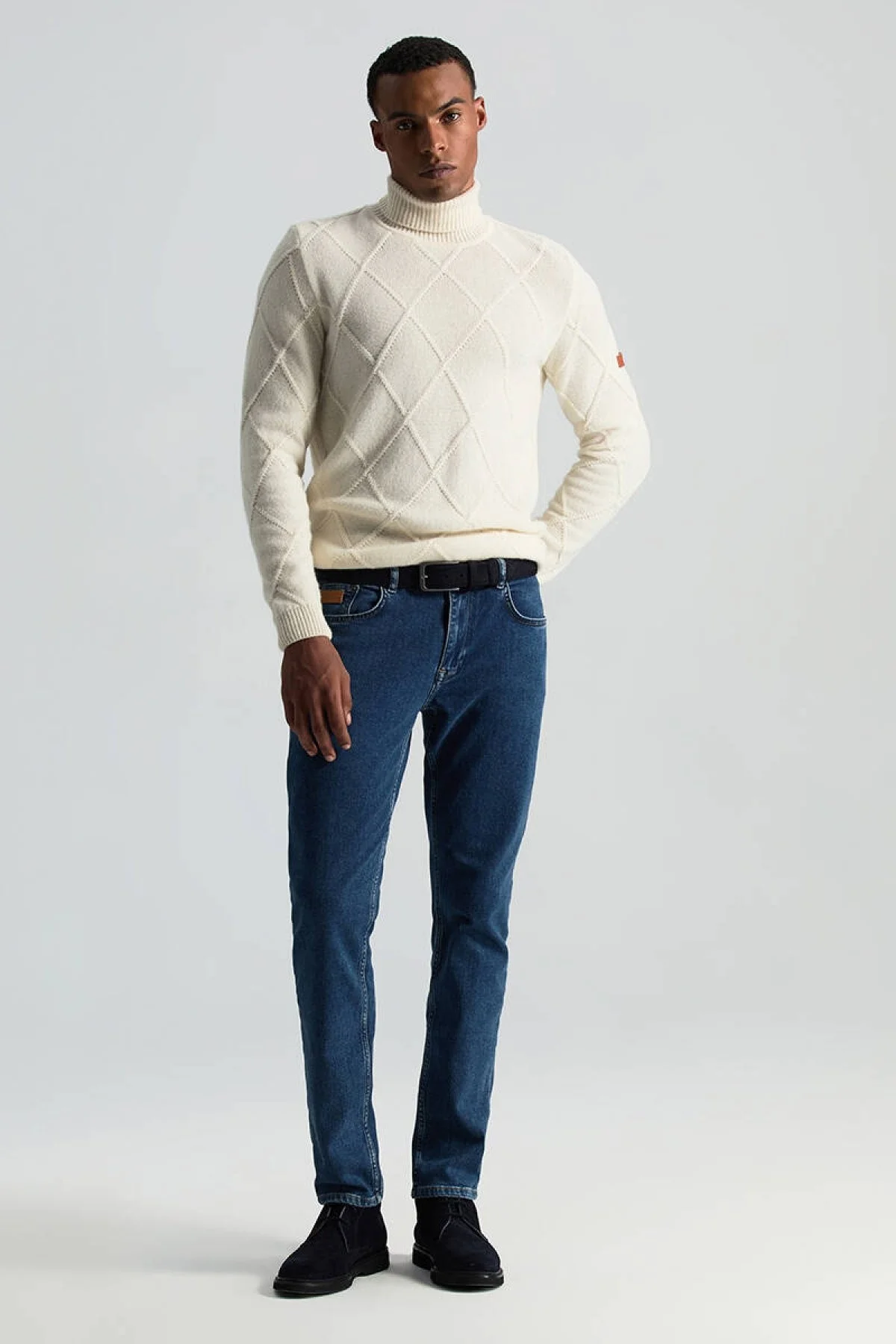 Hemington - Kaşmir Karışım Kışlık Mavi Denim Pantolon (2)