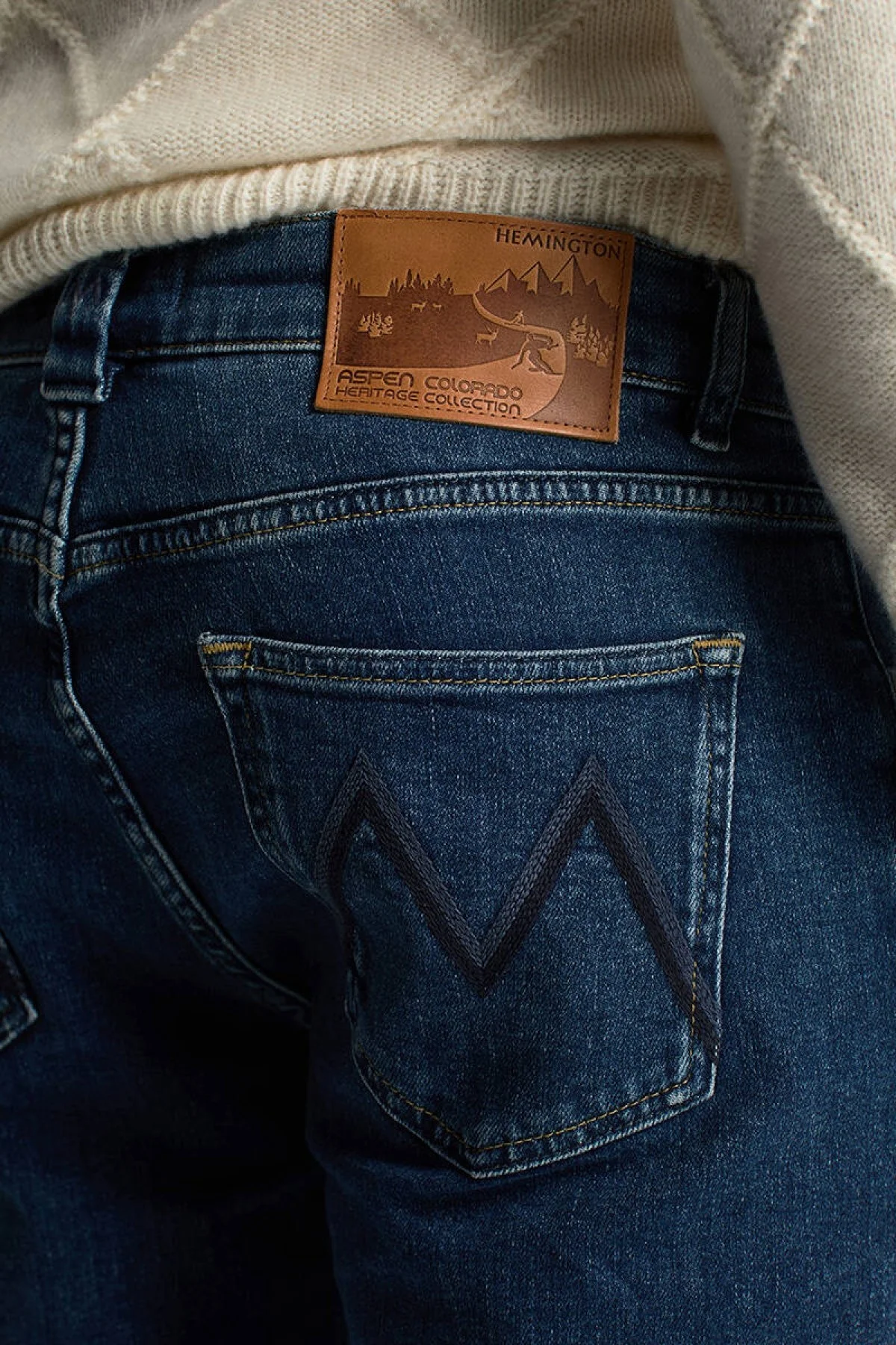 Hemington - Kaşmir Karışım Kışlık Mavi Denim Pantolon (4)