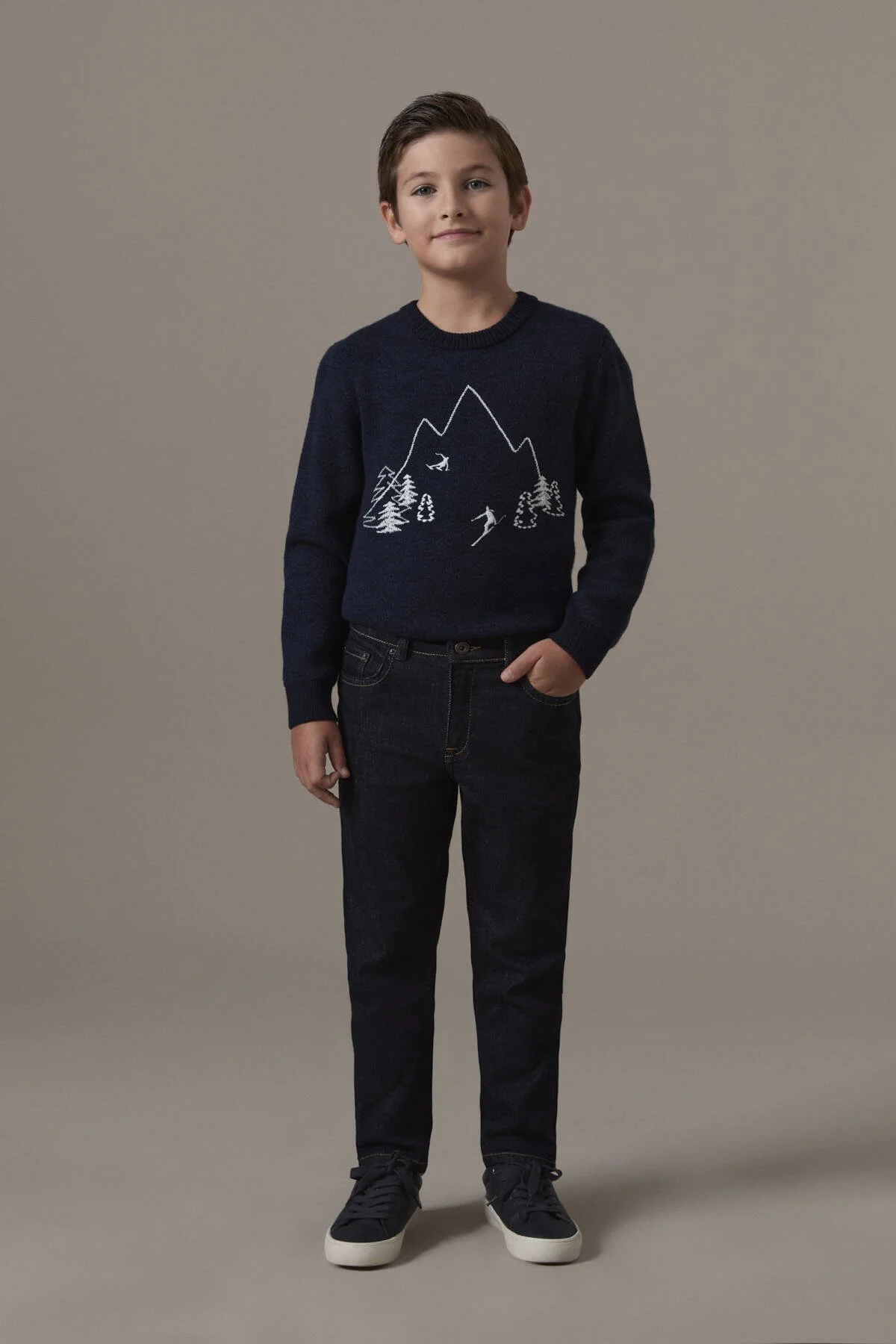 Hemington - Kaşmir Karışım Kışlık Kalın Lacivert Çocuk Denim Pantolon (2)