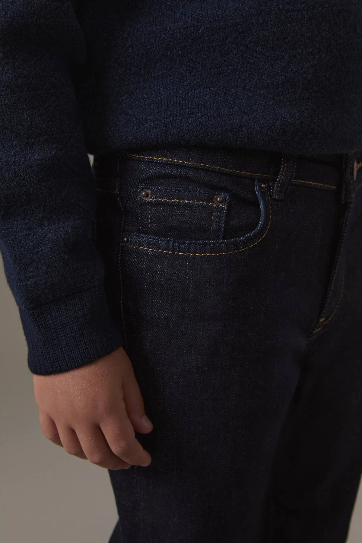 Hemington - Kaşmir Karışım Kışlık Kalın Lacivert Çocuk Denim Pantolon (4)