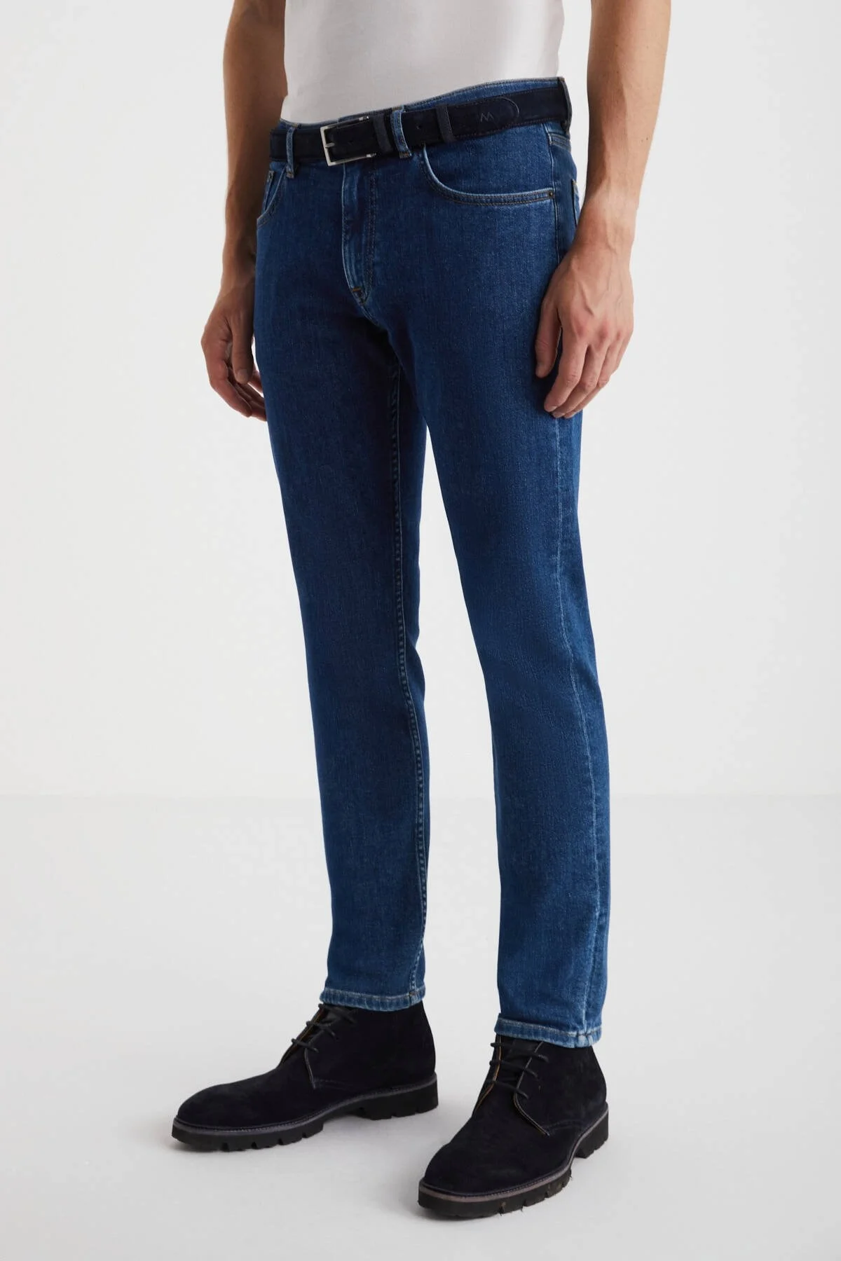 Hemington - Kaşmir Karışım Kışlık Kalın Mavi Denim Pantolon (4)