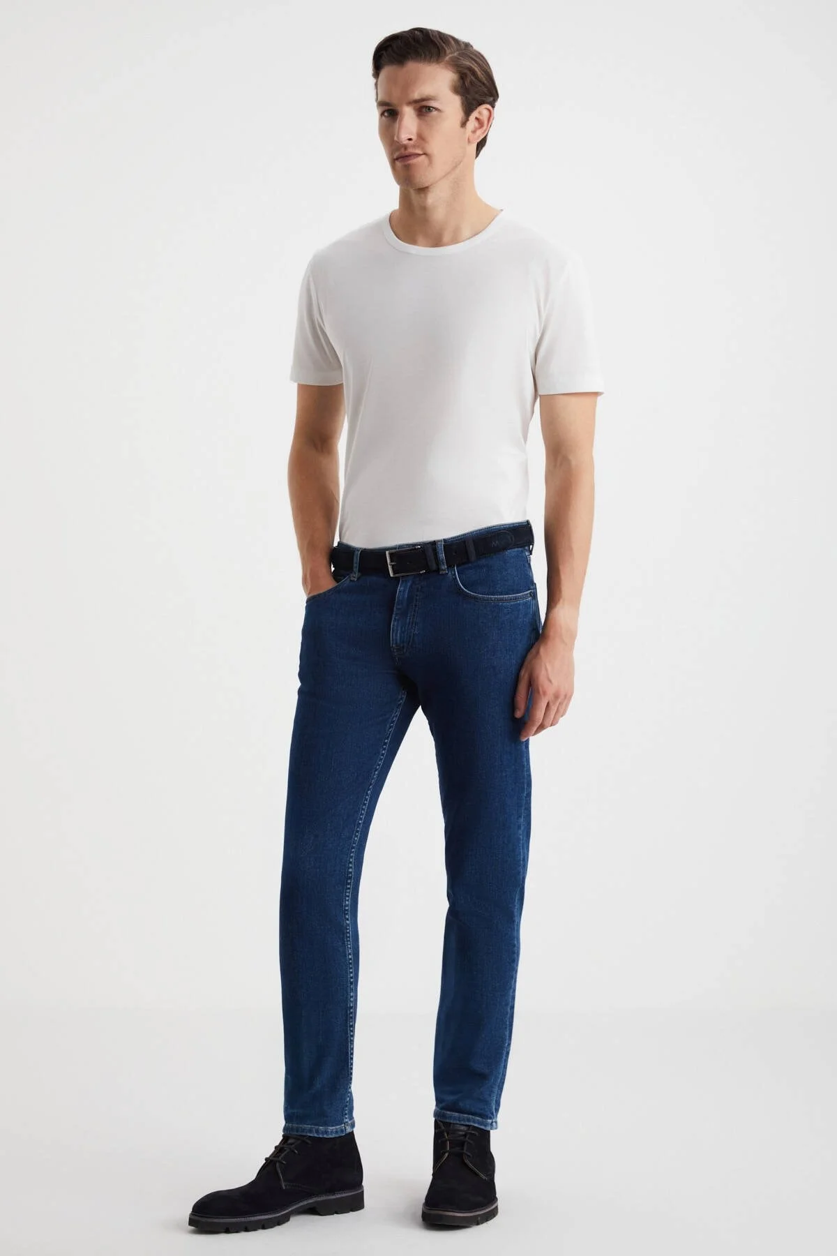 Hemington - Kaşmir Karışım Kışlık Kalın Mavi Denim Pantolon (2)