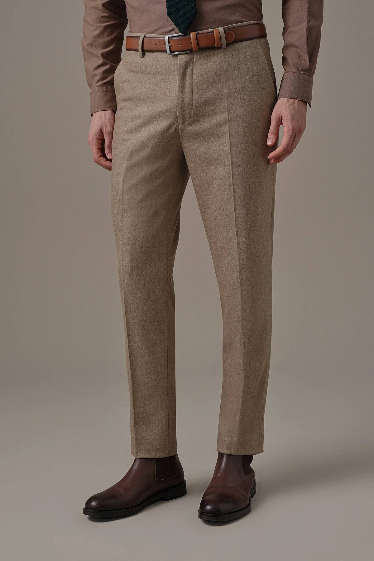 Hemington - Kaşmir Yün Karışım Camel Flanel Pantolon (1)