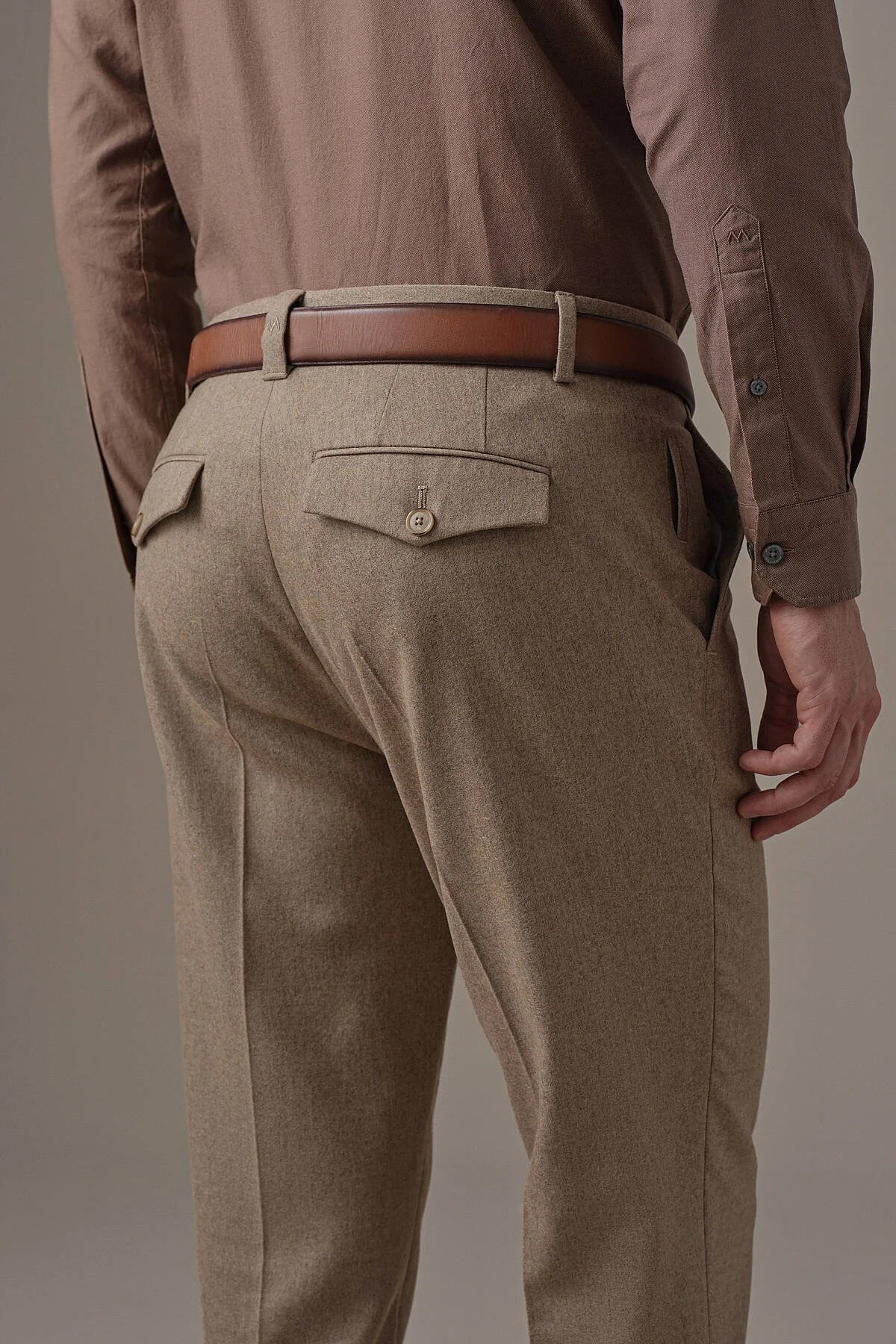 Hemington - Kaşmir Yün Karışım Camel Flanel Pantolon (4)