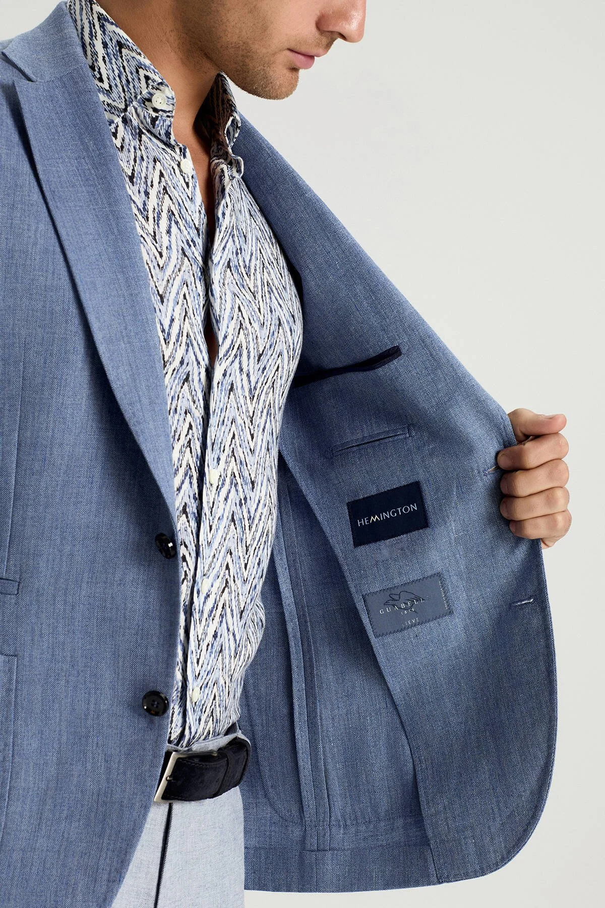 Hemington - Keten Yün Karışım Açık Mavi Yazlık Blazer Ceket (3)