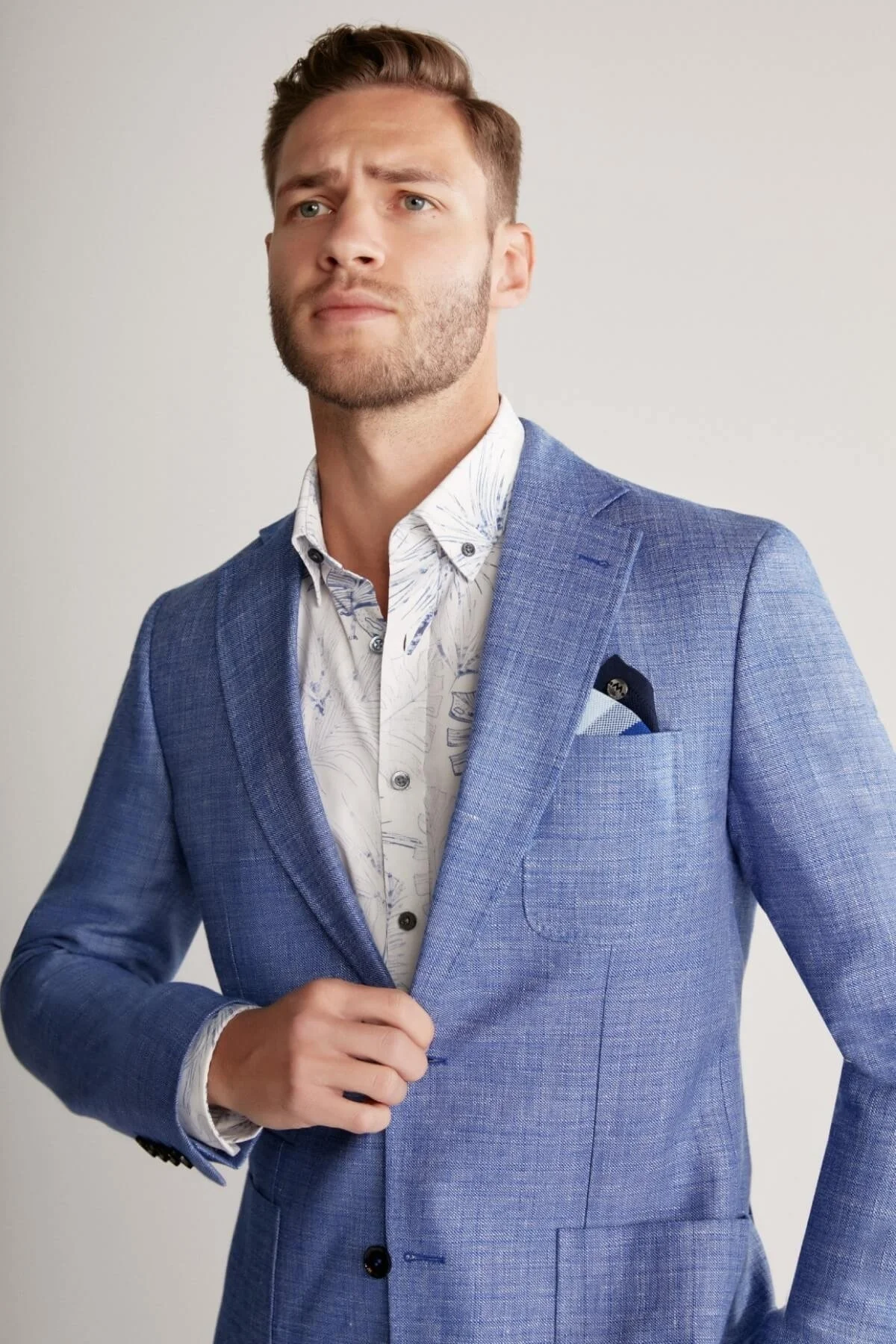 Hemington - Keten Yün Karışım Koyu Mavi Yazlık Blazer Ceket (1)