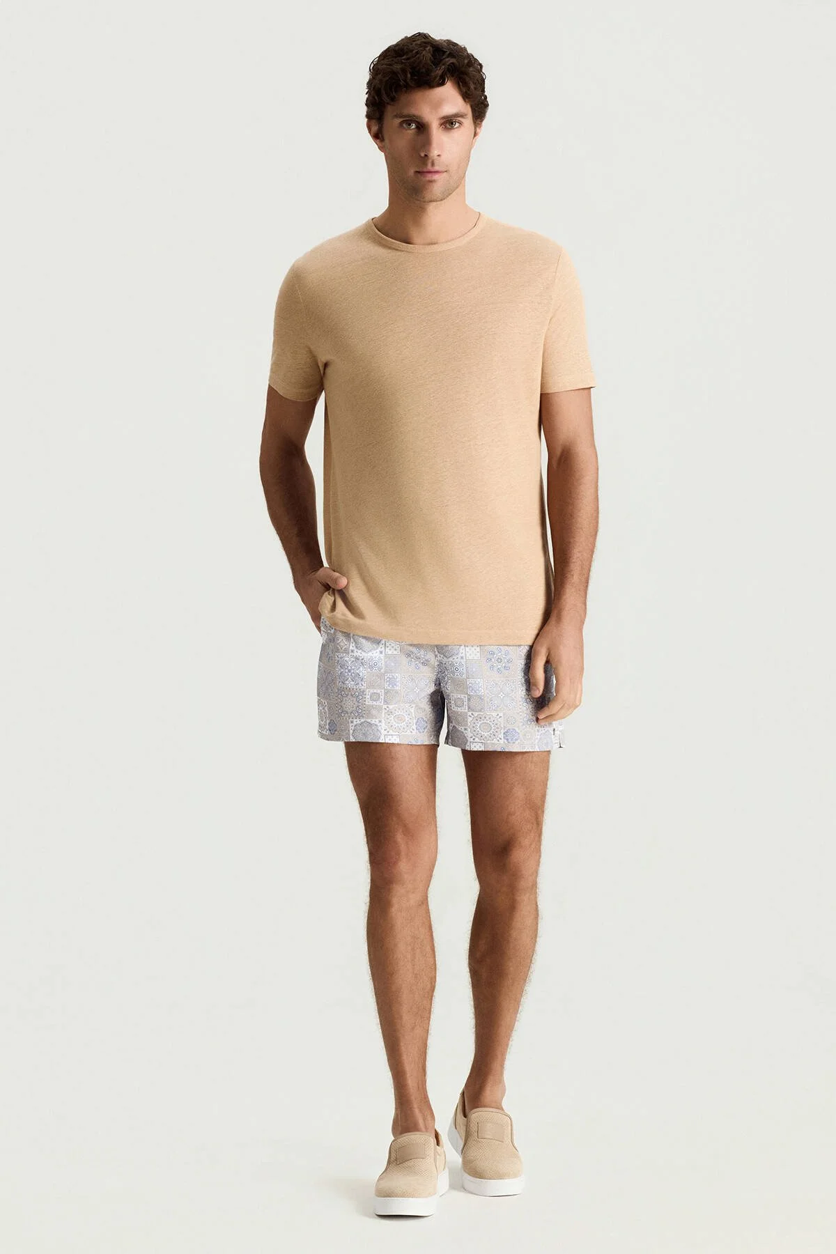 Hemington - Saf Keten Kum Rengi Bisiklet Yaka T-Shirt (2)