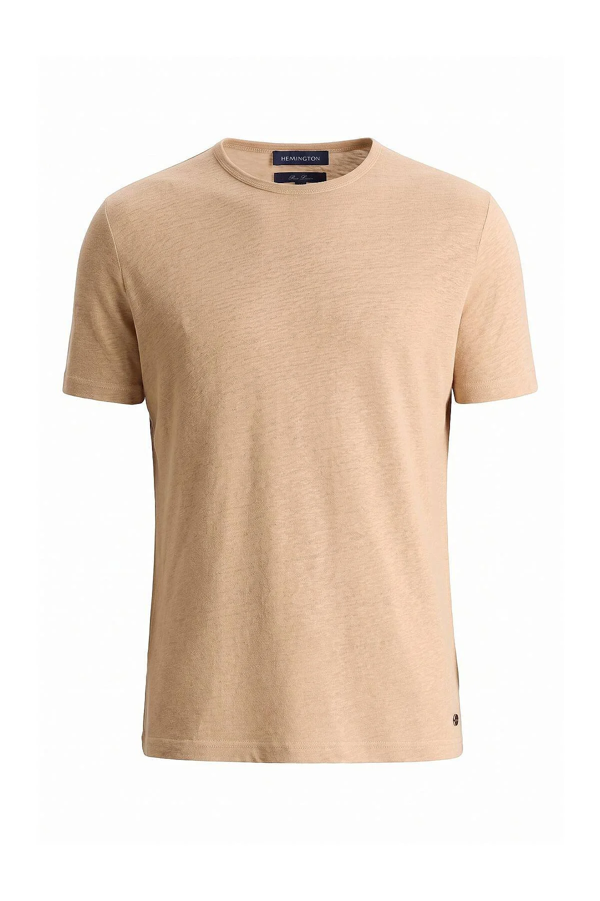 Hemington - Saf Keten Kum Rengi Bisiklet Yaka T-Shirt (6)