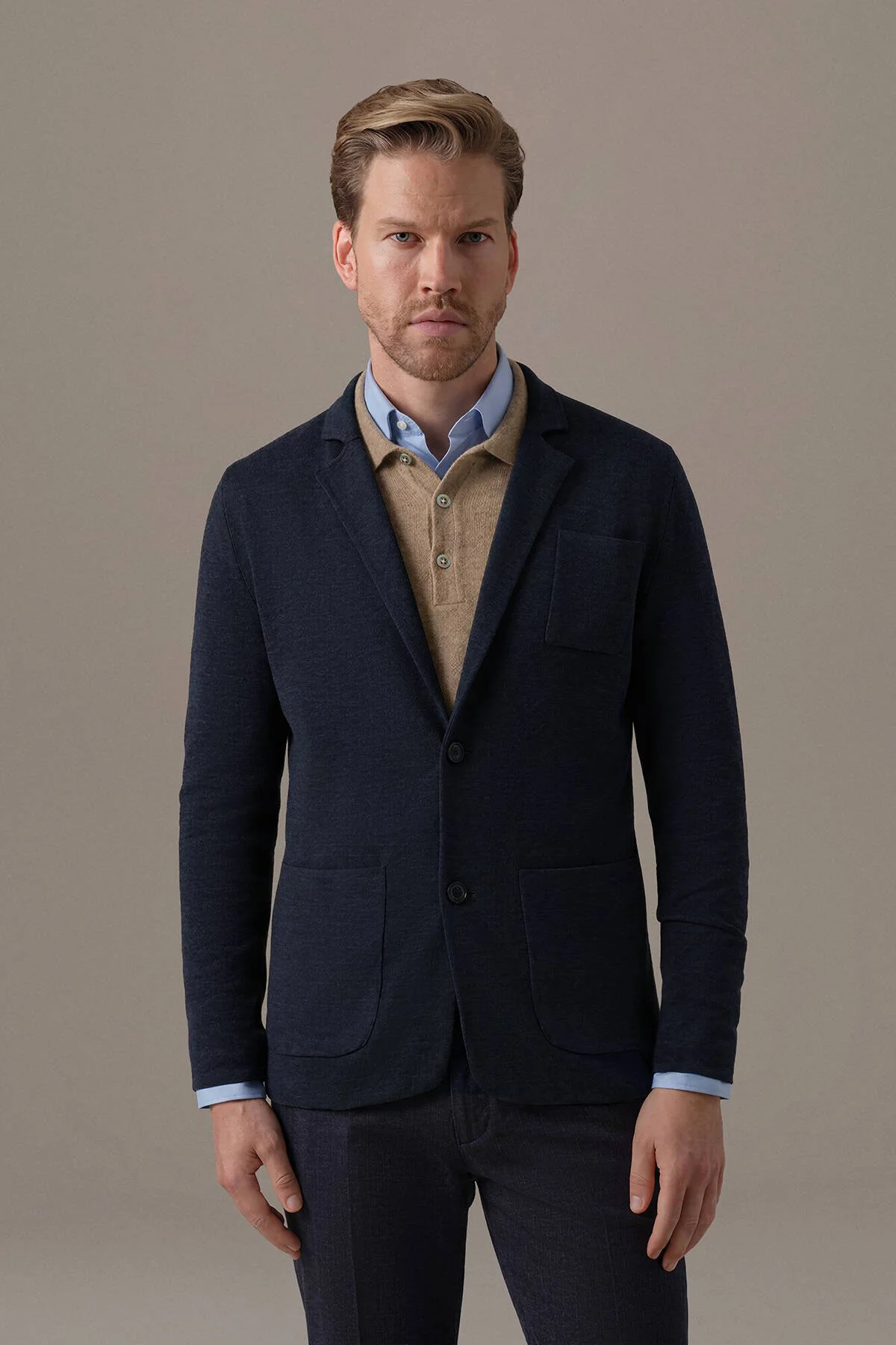 Hemington - Extrafine Merino Lacivert Triko Blazer Ceket (1)
