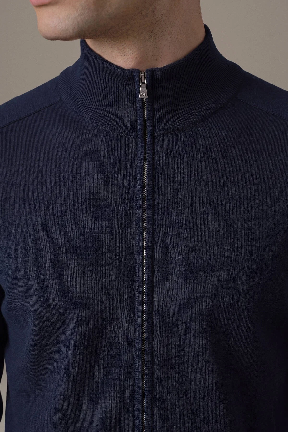 Hemington - Extrafine Merino Fermuarlı Lacivert Triko Hırka (3)
