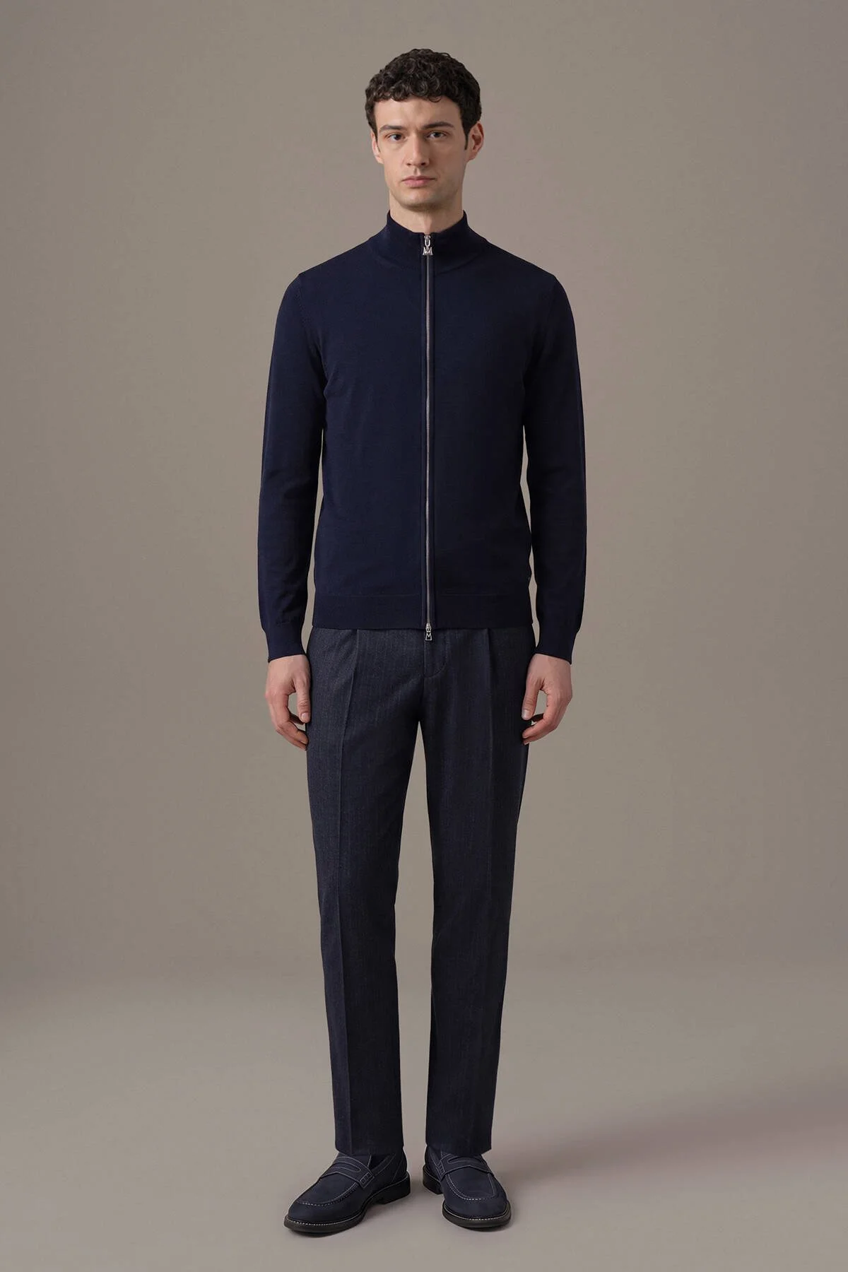 Hemington - Extrafine Merino Fermuarlı Lacivert Triko Hırka (2)