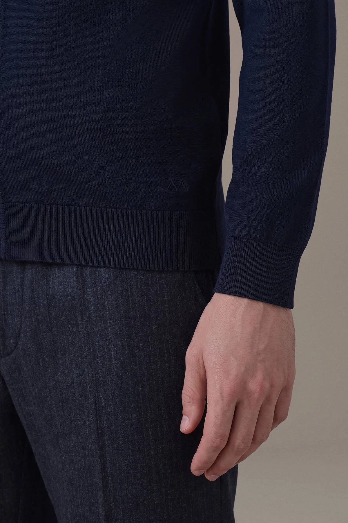 Hemington - Extrafine Merino Fermuarlı Lacivert Triko Hırka (4)