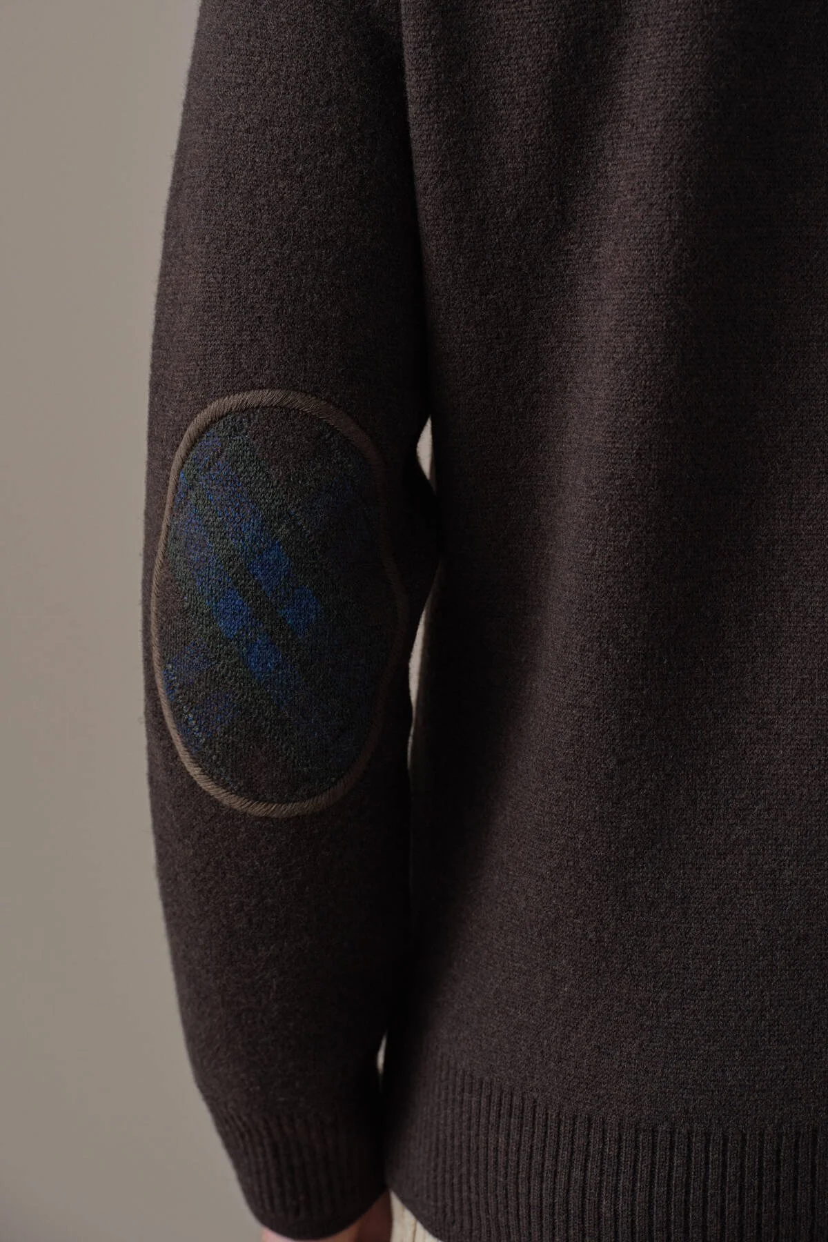 Hemington - Lambswool Merino Yün Tartan Desen Kahverengi Triko Hırka (4)