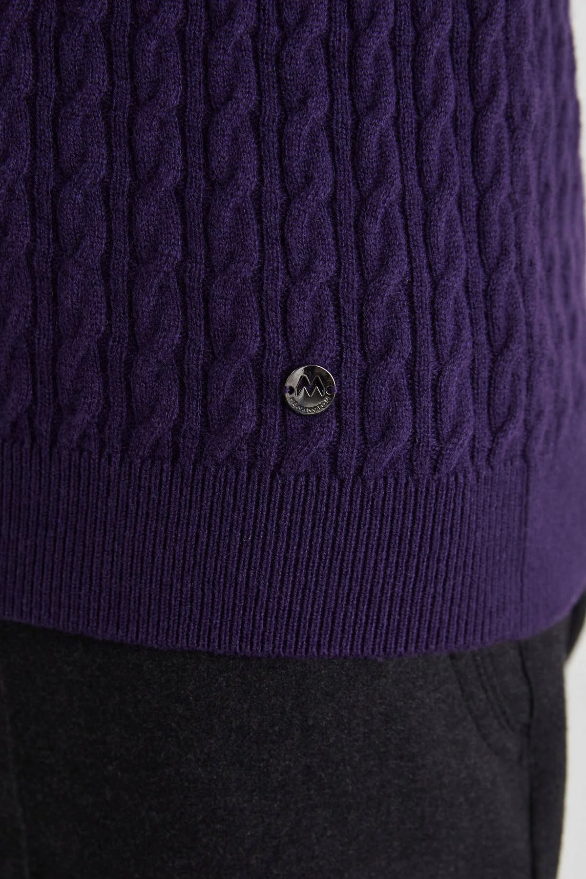 Hemington - Saç Örgü Desen Lambswool Mor Kazak (5)