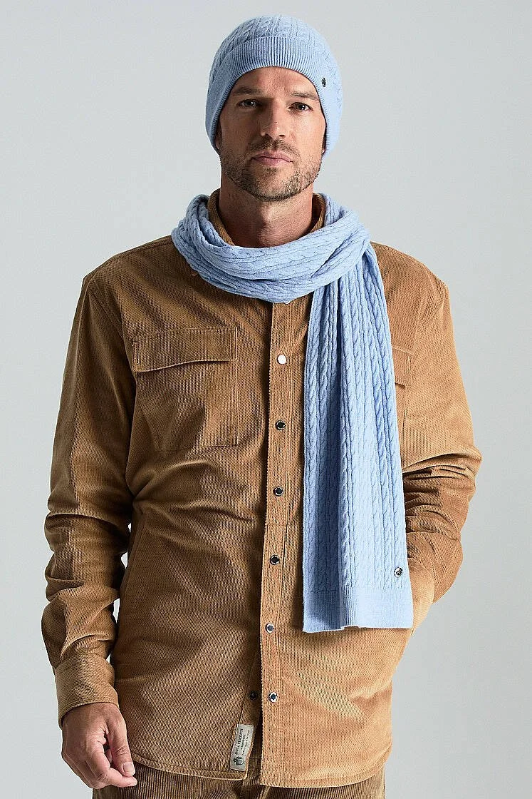 Hemington - Lambswool Yün Buz Mavisi Atkı (1)