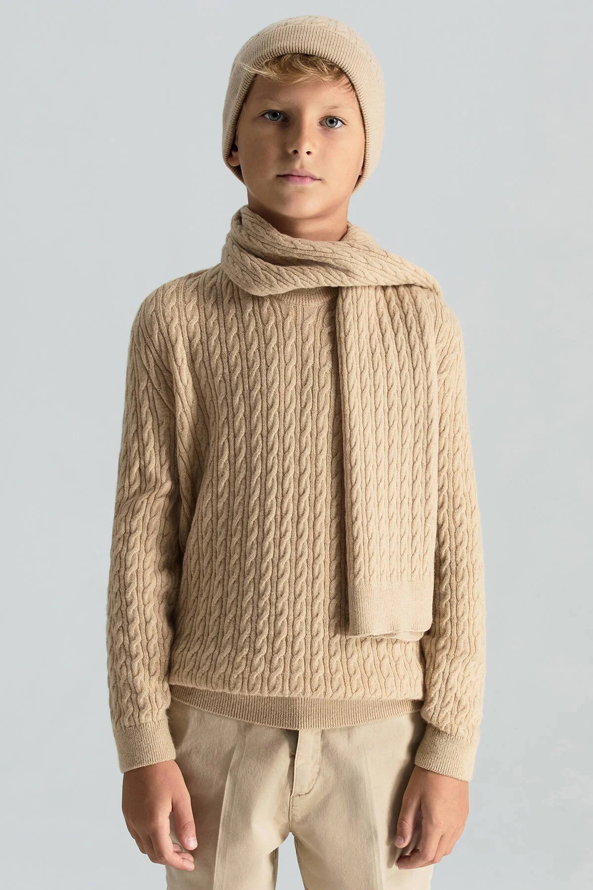 Hemington - Lambswool Yün Camel Çocuk Atkı (1)