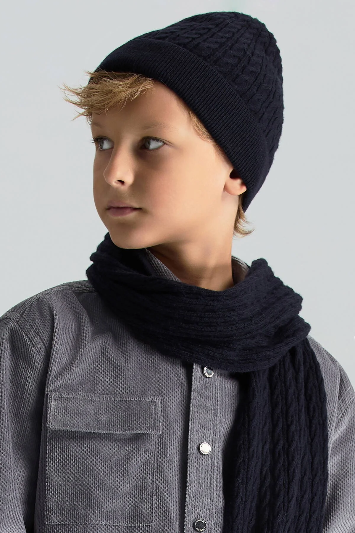 Hemington - Lambswool Yün Lacivert Çocuk Bere (1)