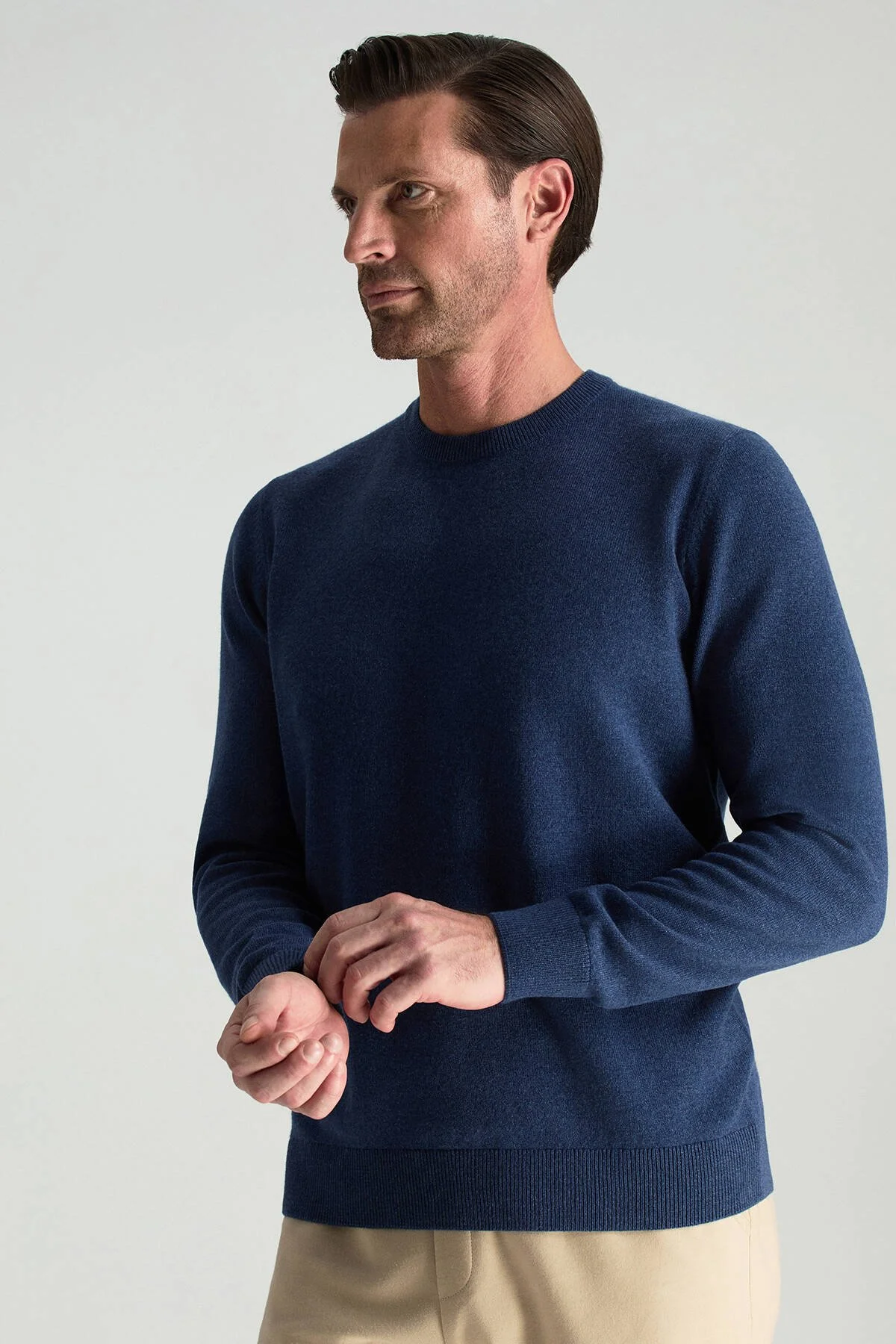 Hemington - Lambswool Yünü Bisiklet Yaka Mavi Triko Kazak (4)