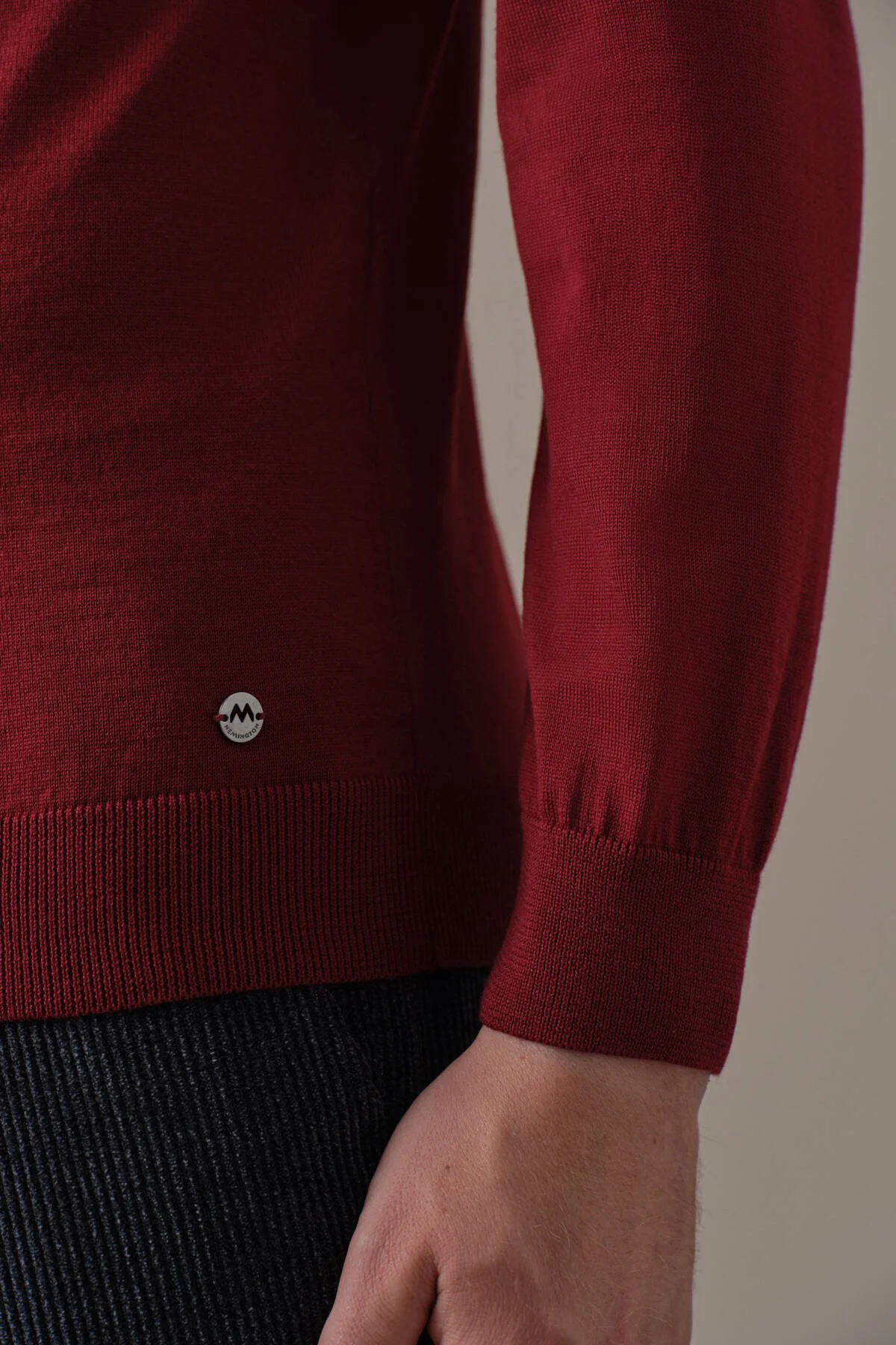 Hemington - Lupetto Yaka Merino Yün Bordo Triko (4)