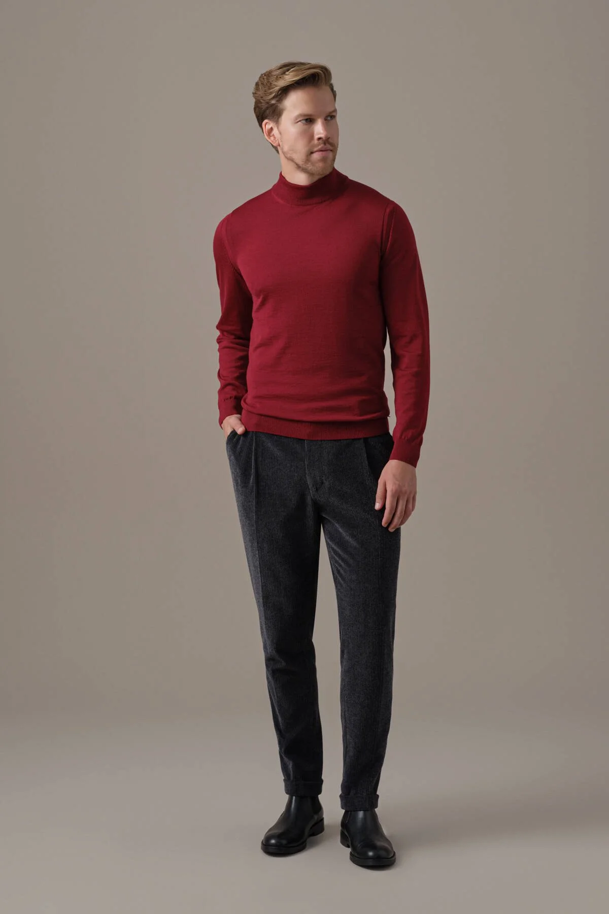 Hemington - Lupetto Yaka Merino Yün Bordo Triko (2)