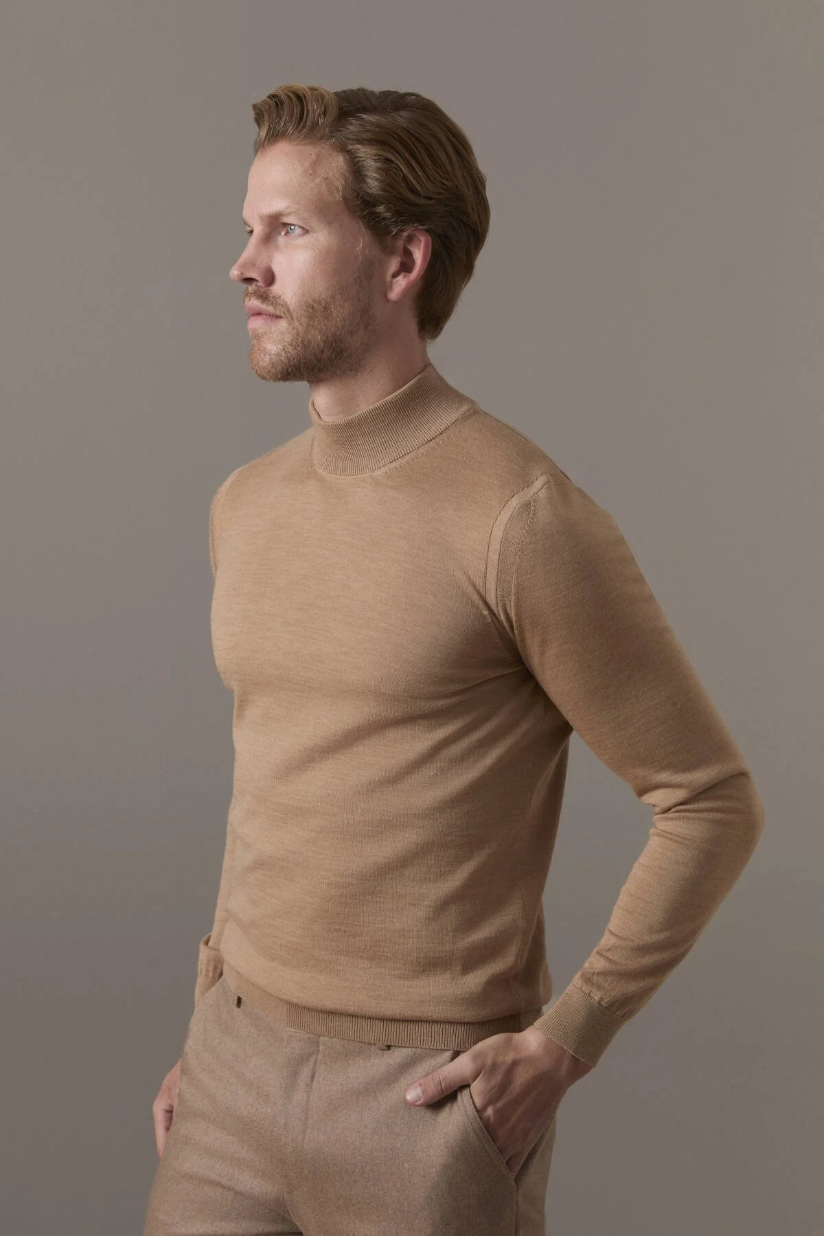 Hemington - Merino Yün Lupetto Yaka Camel Triko (3)