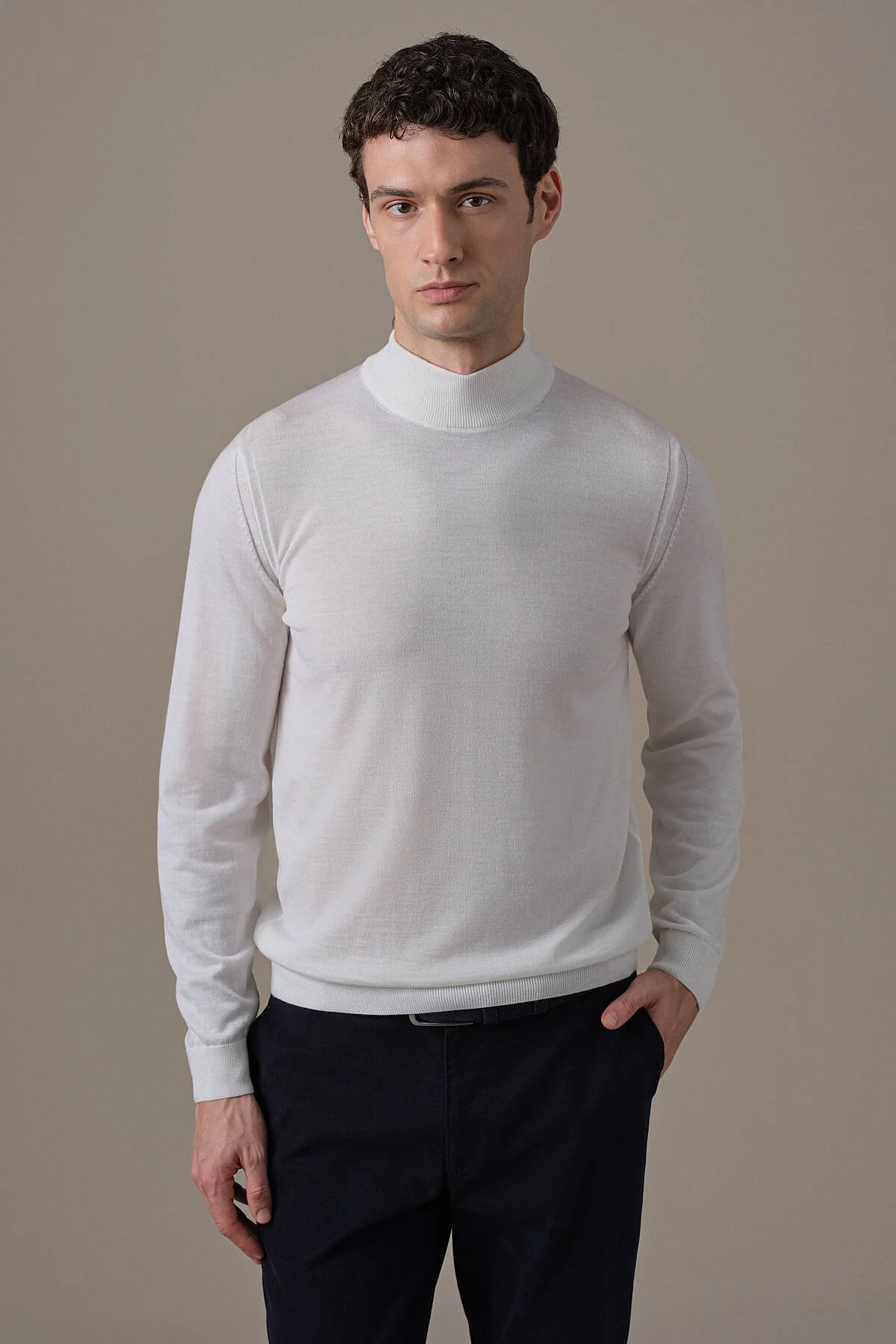 Hemington - Lupetto Yaka Merino Yün Ekru Triko (1)