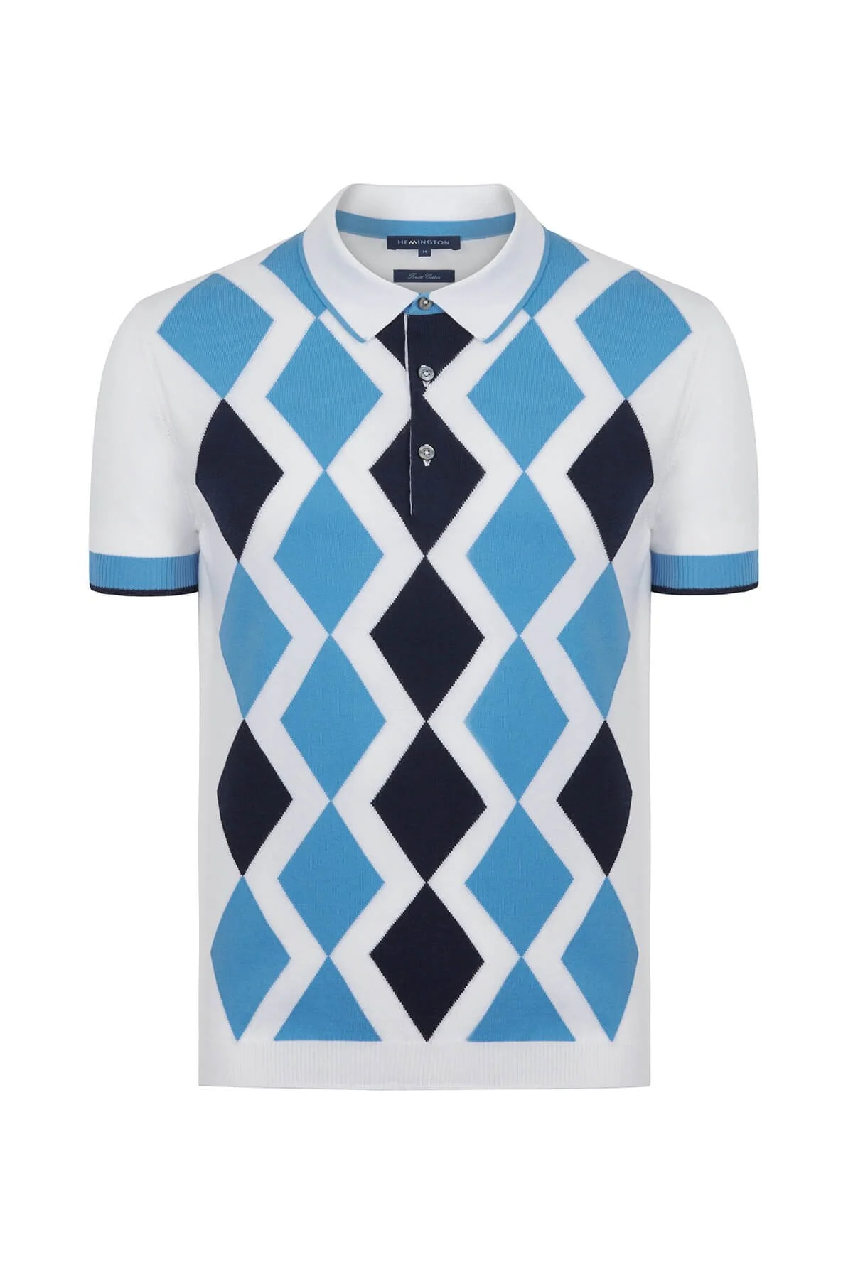 Hemington - Mavi Beyaz Argyle Desen Triko Polo (6)
