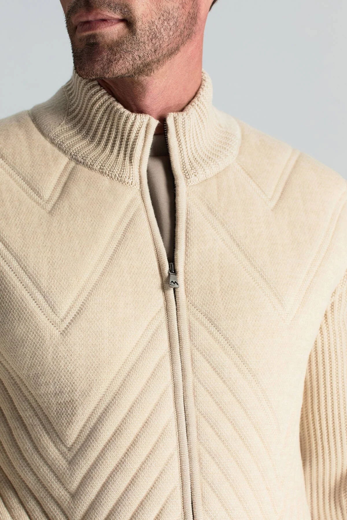 Hemington - Merino Yün Activewear Açık Bej Triko Ceket (3)