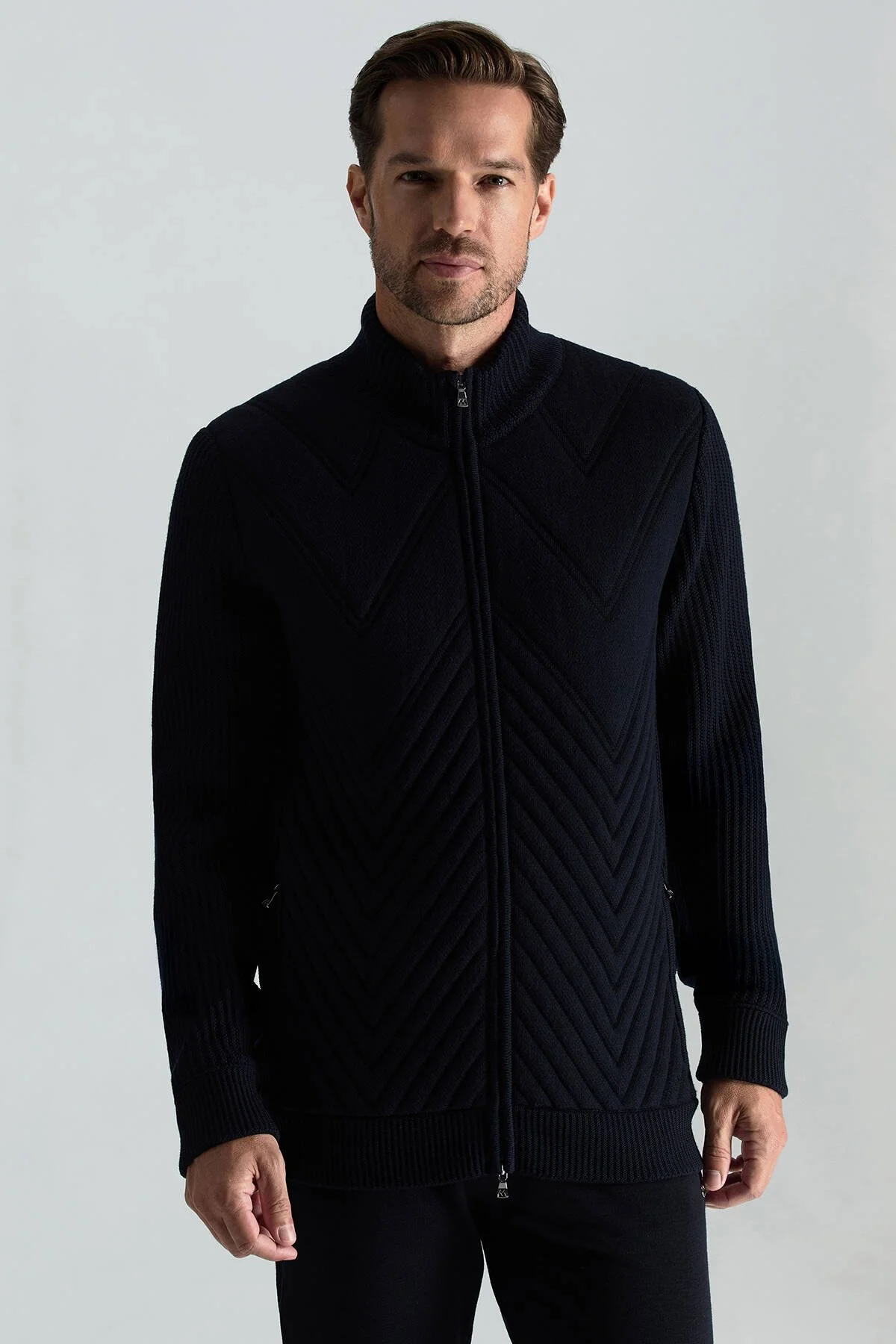 Hemington - Merino Yün Activewear Lacivert Triko Ceket (1)