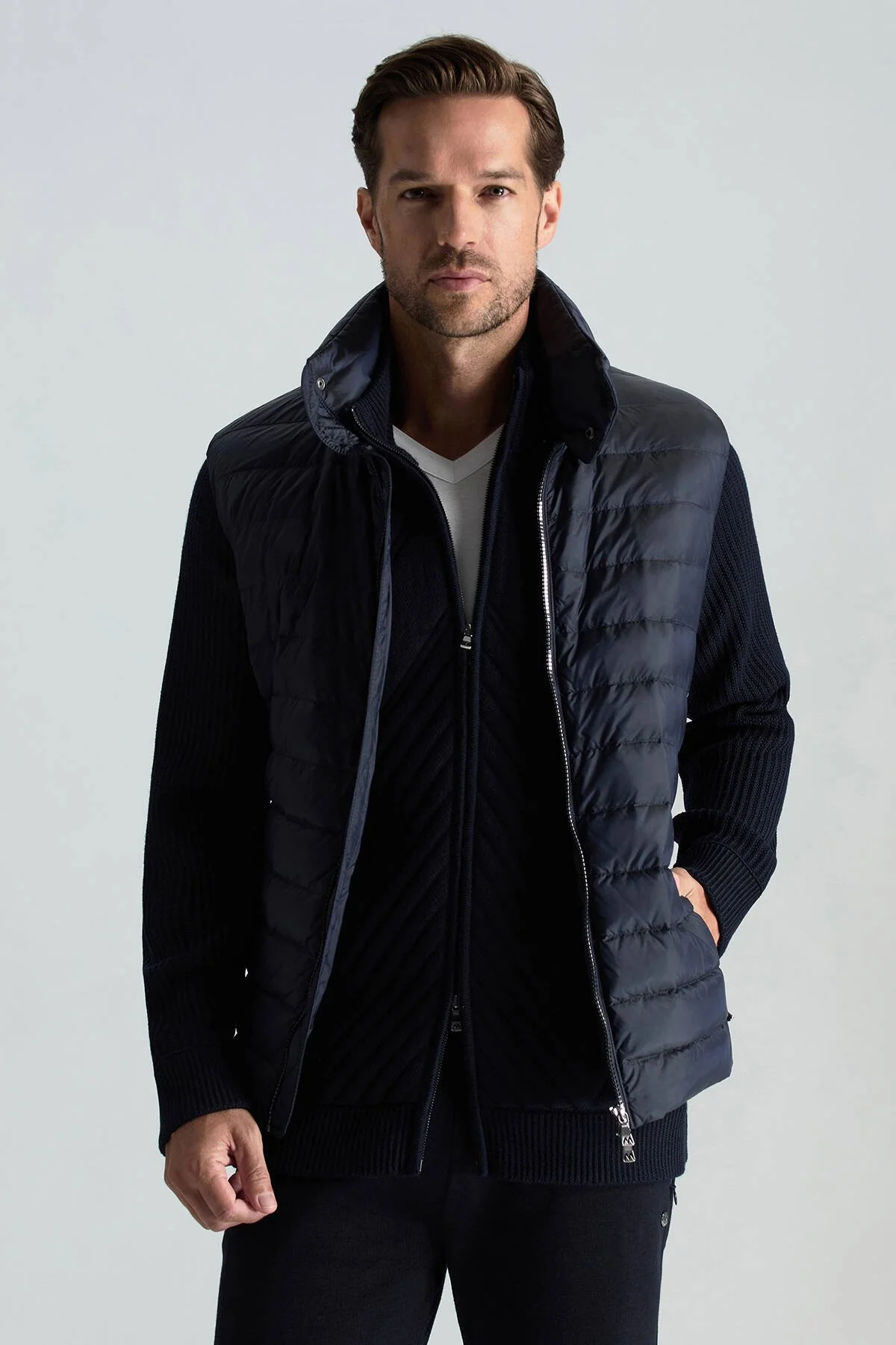 Hemington - Merino Yün Activewear Lacivert Triko Ceket (2)