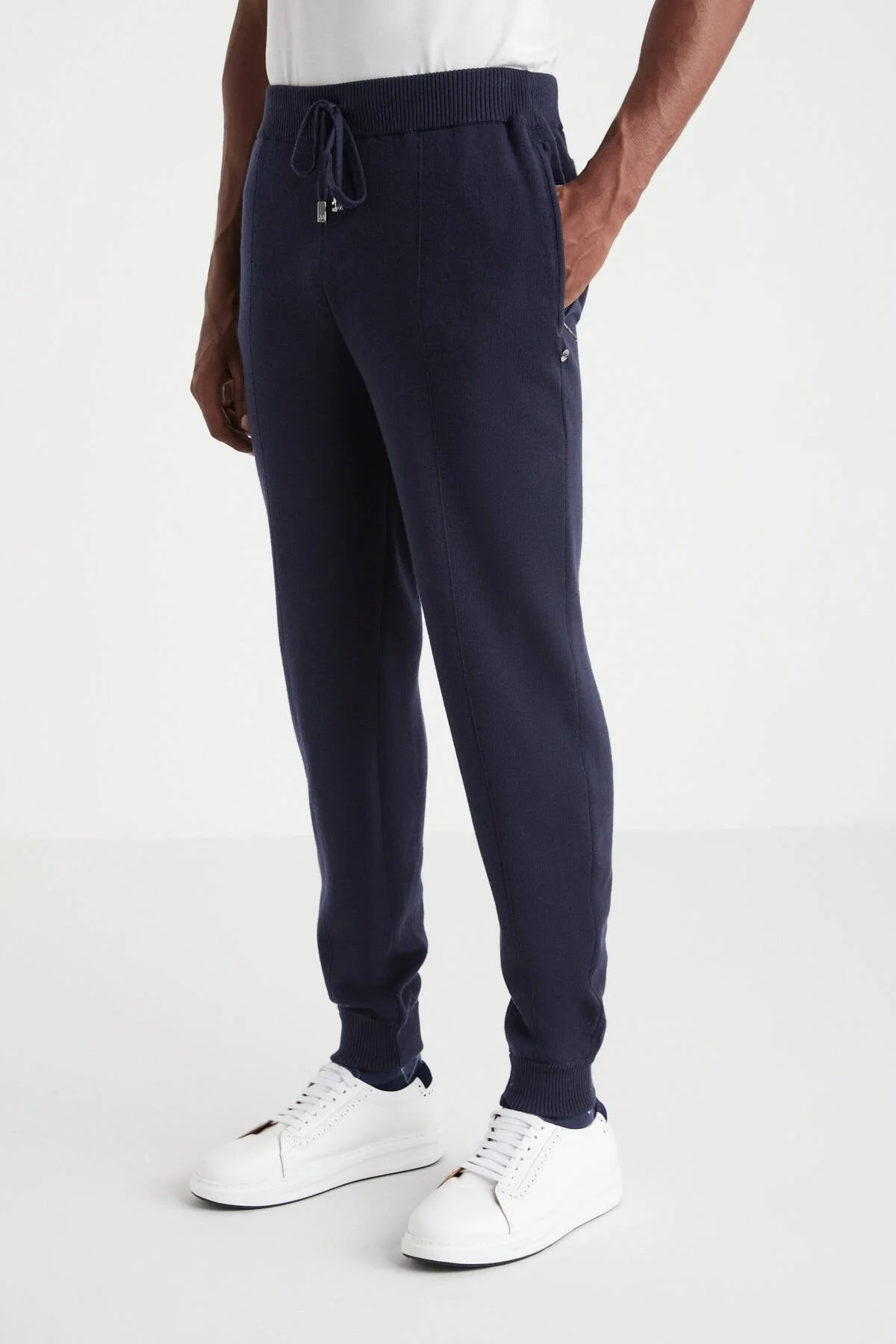 Hemington - Lacivert Merino Yün Activewear Şerit Detaylı Triko Pantolon (1)
