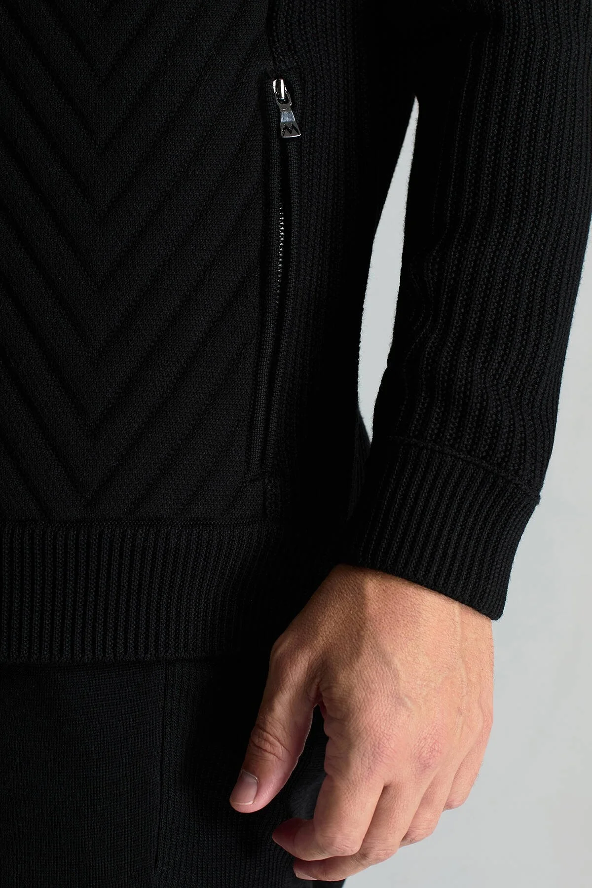 Hemington - Merino Yün Activewear Siyah Triko Ceket (6)