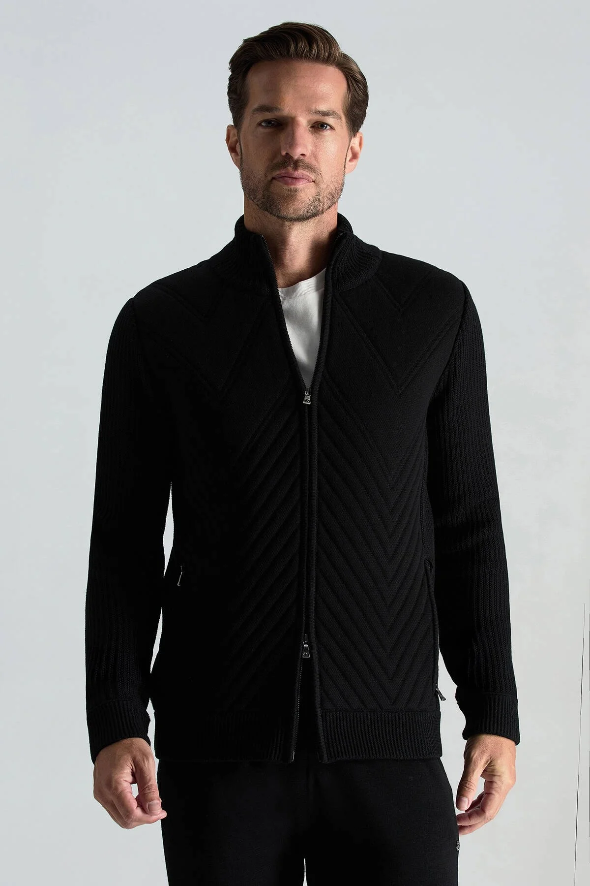 Hemington - Merino Yün Activewear Siyah Triko Ceket (1)