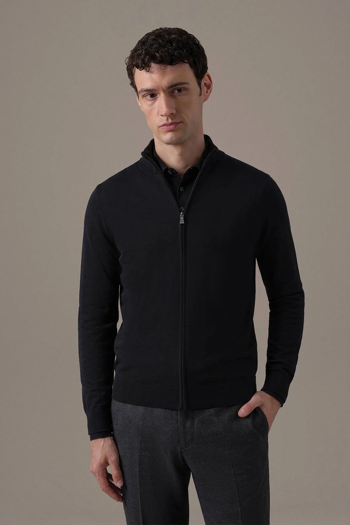 Hemington - Extrafine Merino Fermuarlı Siyah Triko Hırka (1)