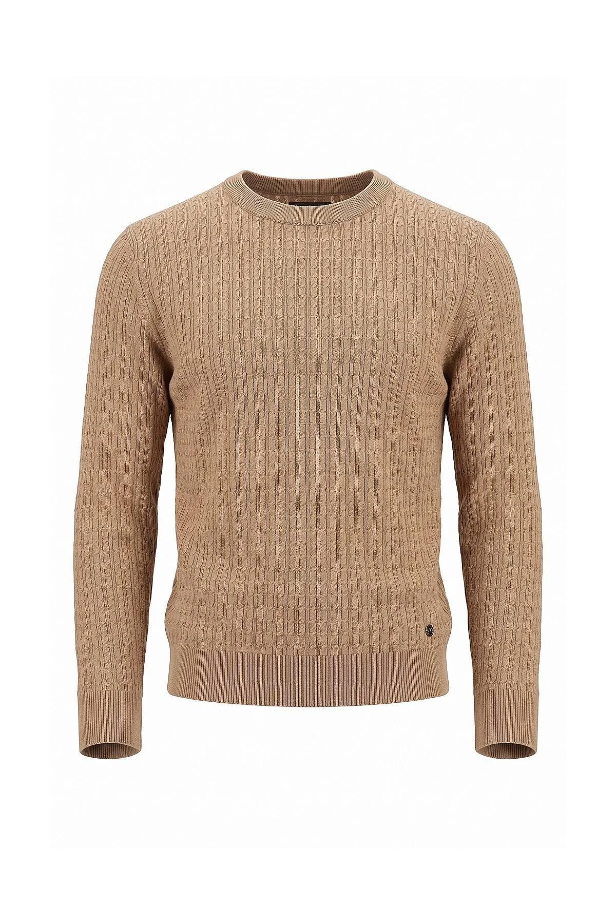 Hemington - Merino Yün İpek Karışım Örgü Desen Camel Triko (7)