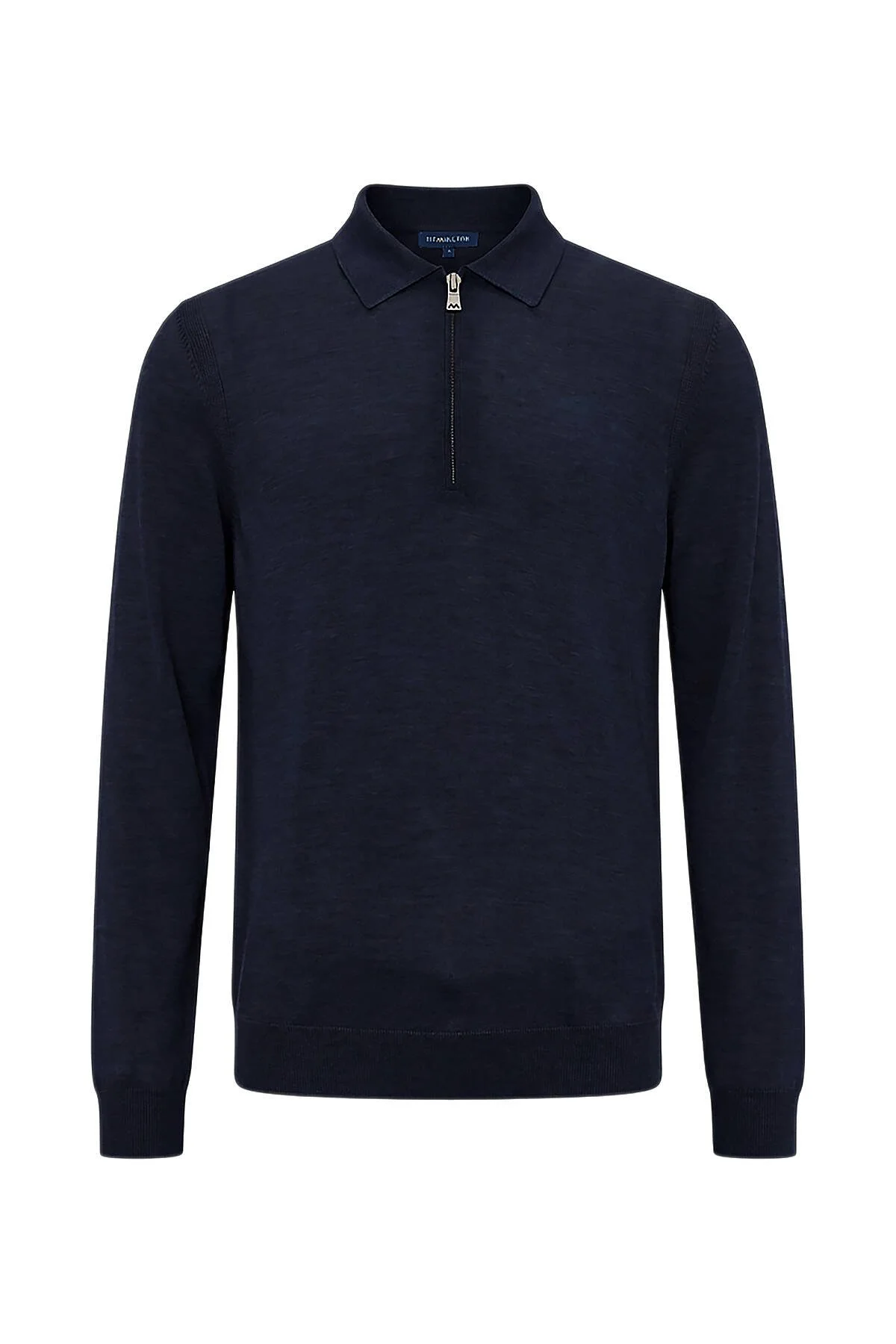 Hemington - Merino Yün İpek Karışım Polo Yaka Yarım Fermuarlı Lacivert Triko (6)
