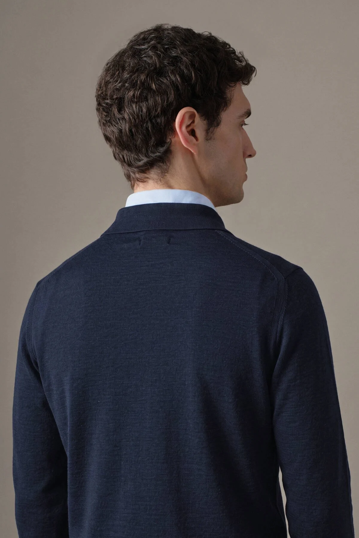 Hemington - Merino Yün İpek Karışım Polo Yaka Yarım Fermuarlı Lacivert Triko (4)