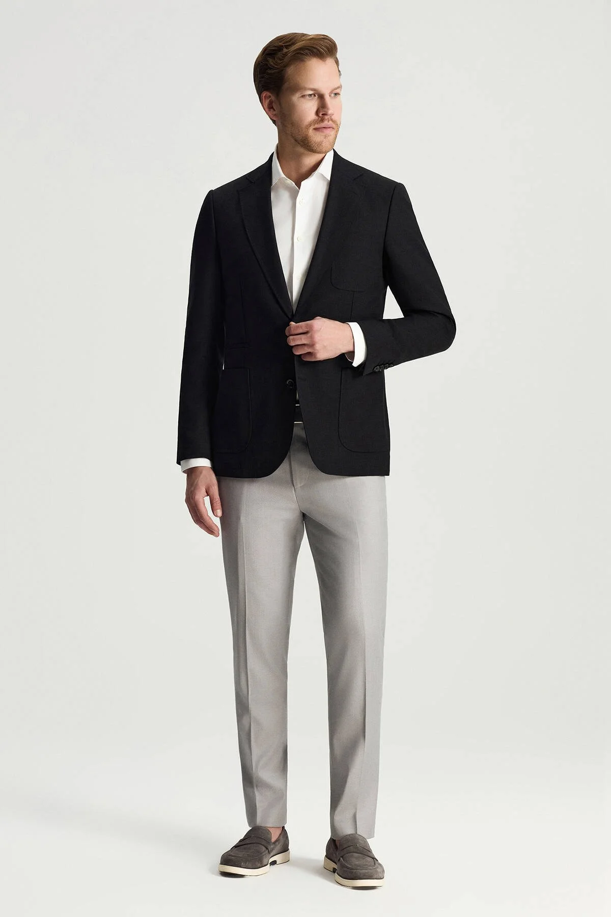 Hemington - Merino Yün-İpek-Keten Karışım Siyah Blazer Ceket (3)