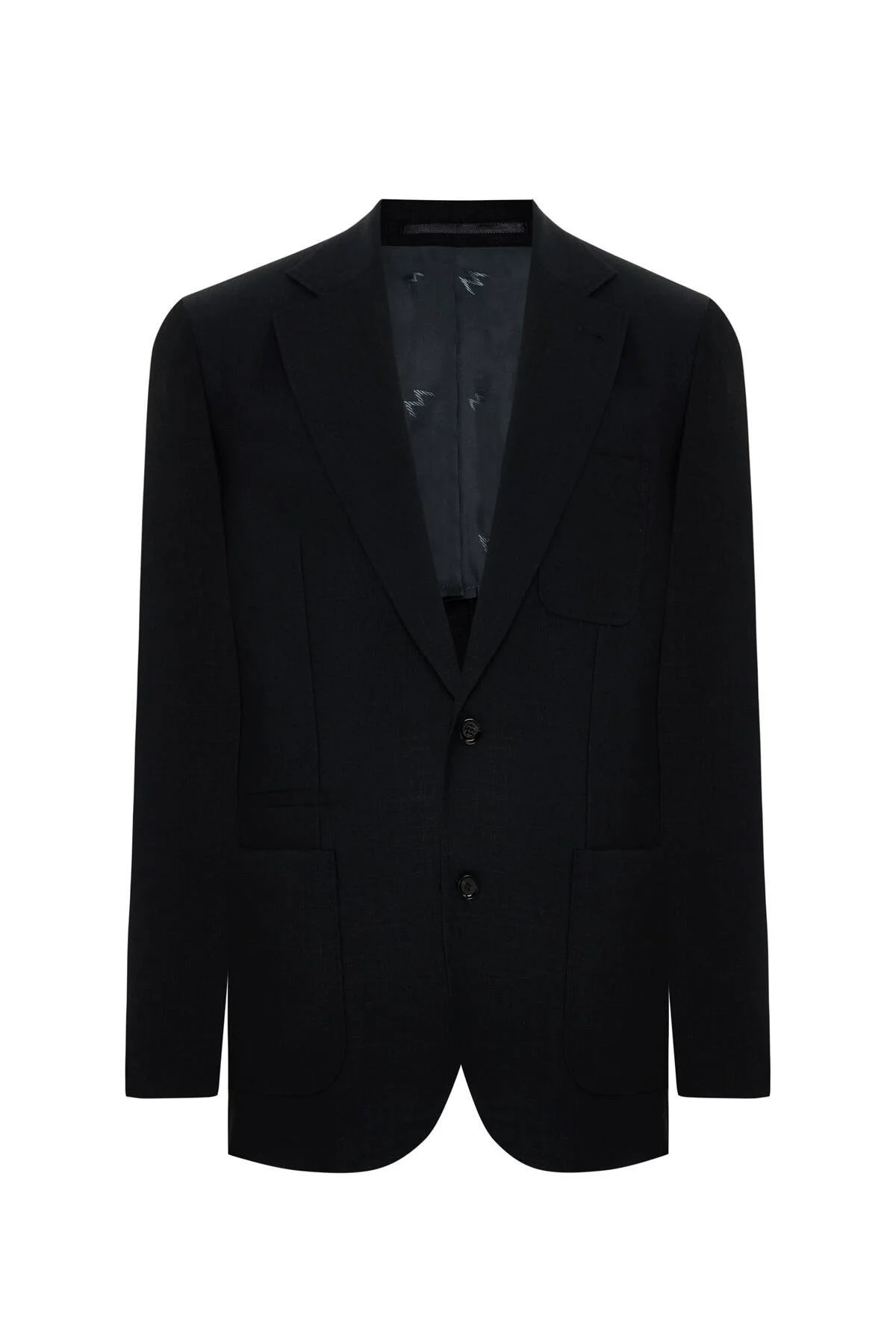 Hemington - Merino Yün-İpek-Keten Karışım Siyah Blazer Ceket (7)