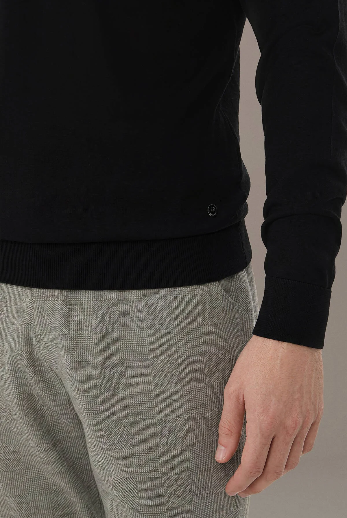 Hemington - Merino Yün İpek Yarım Fermuarlı Siyah Polo Triko (4)