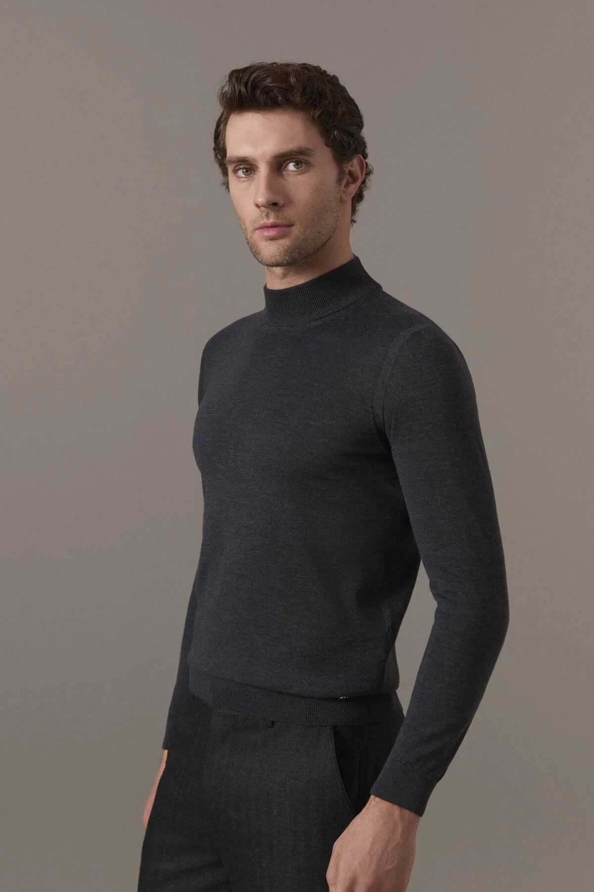 Hemington - Merino Yün Lupetto Yaka Antrasit Triko (3)
