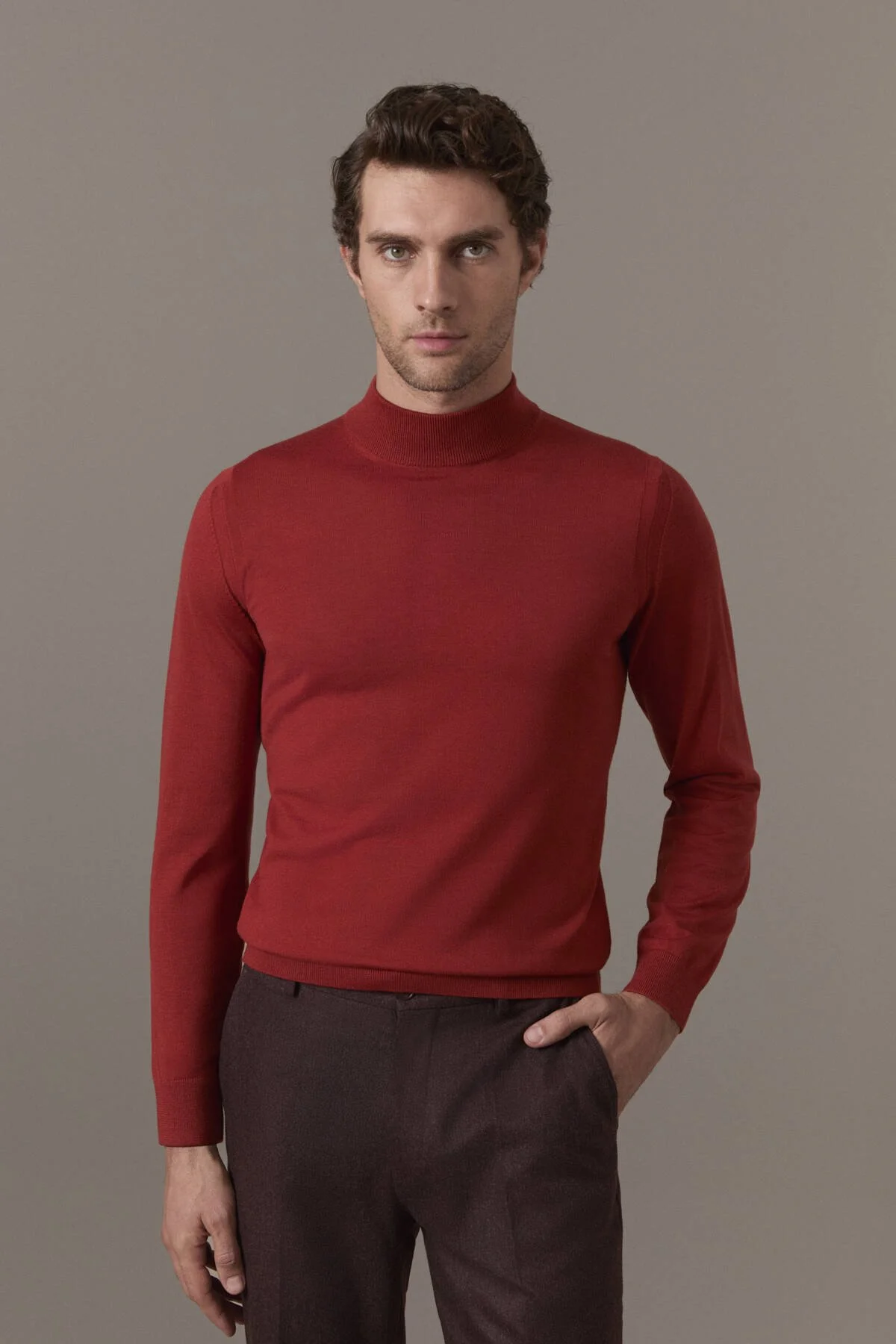 Hemington - Merino Yün Lupetto Yaka Kırmızı Triko (1)