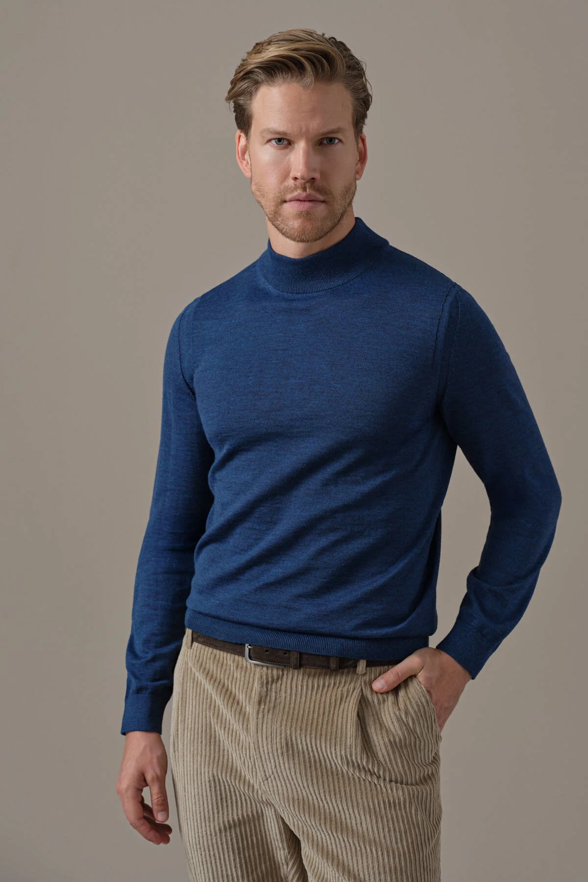 Hemington - Merino Yün Lupetto Yaka Petrol Mavisi Triko (1)