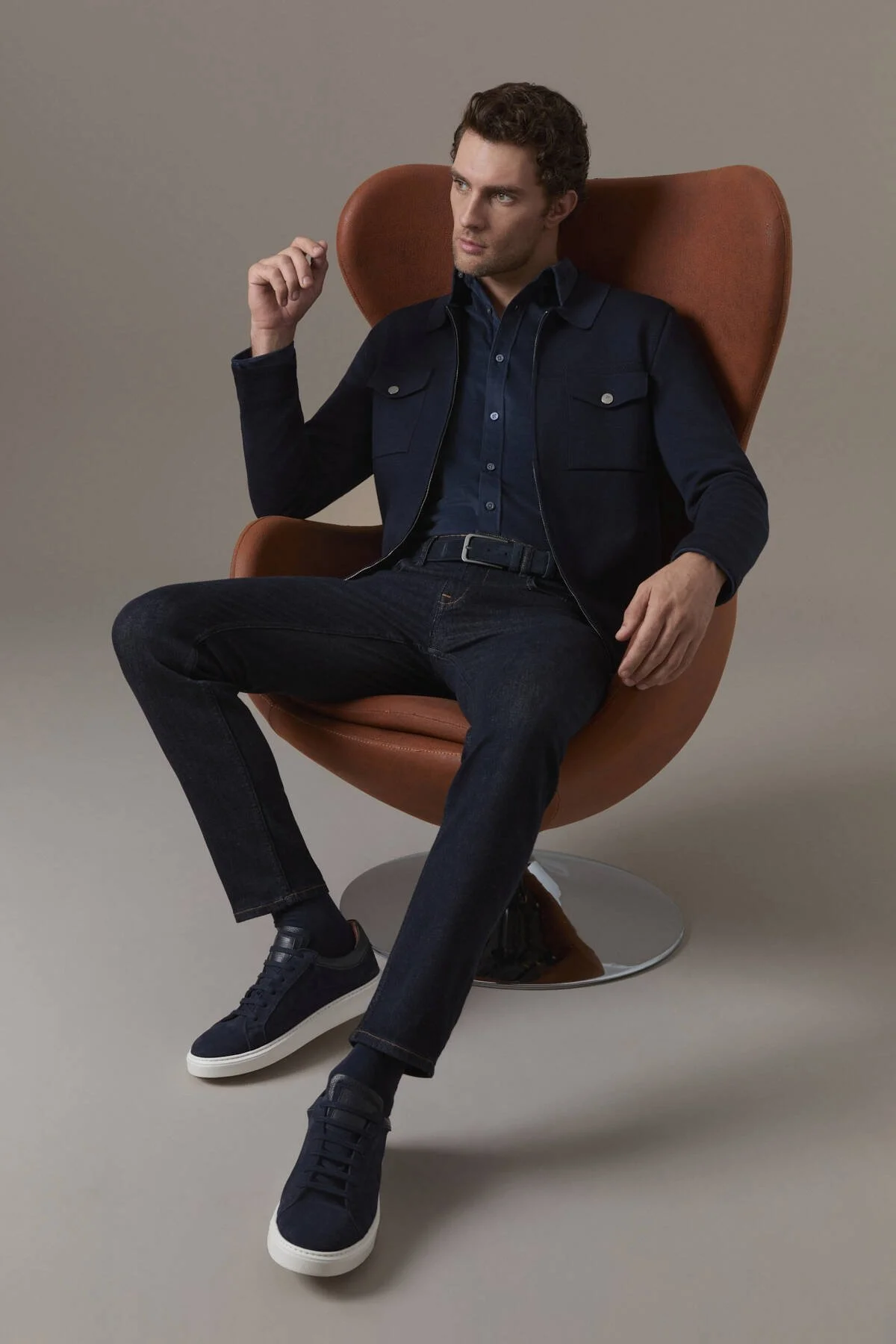 Hemington - Merino Yün Metal Düğme Cepli Lacivert Triko Ceket (2)