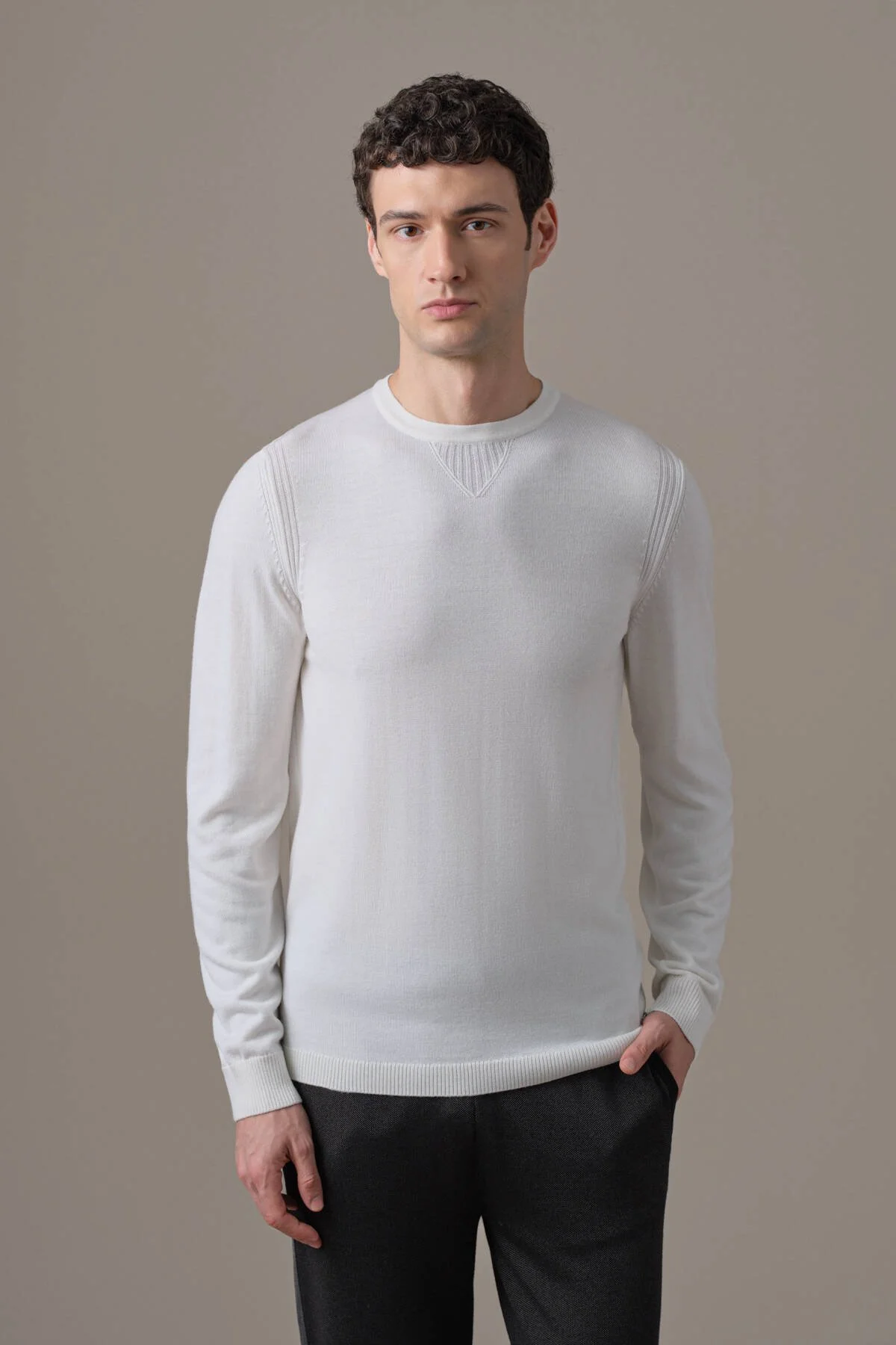 Hemington - Merino Yün-Modal Ekru Lounge Triko (1)