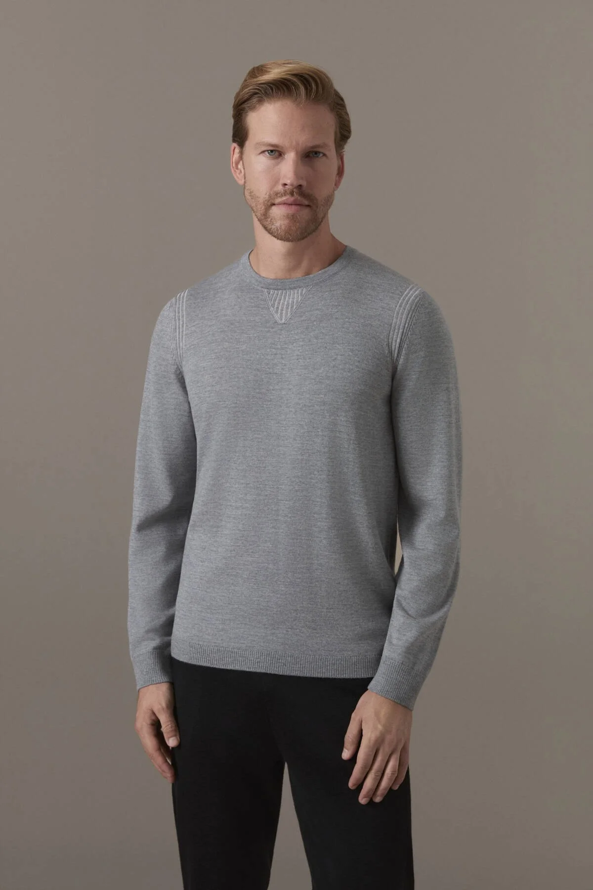 Hemington - Merino Yün-Modal Açık Gri Lounge Triko (1)